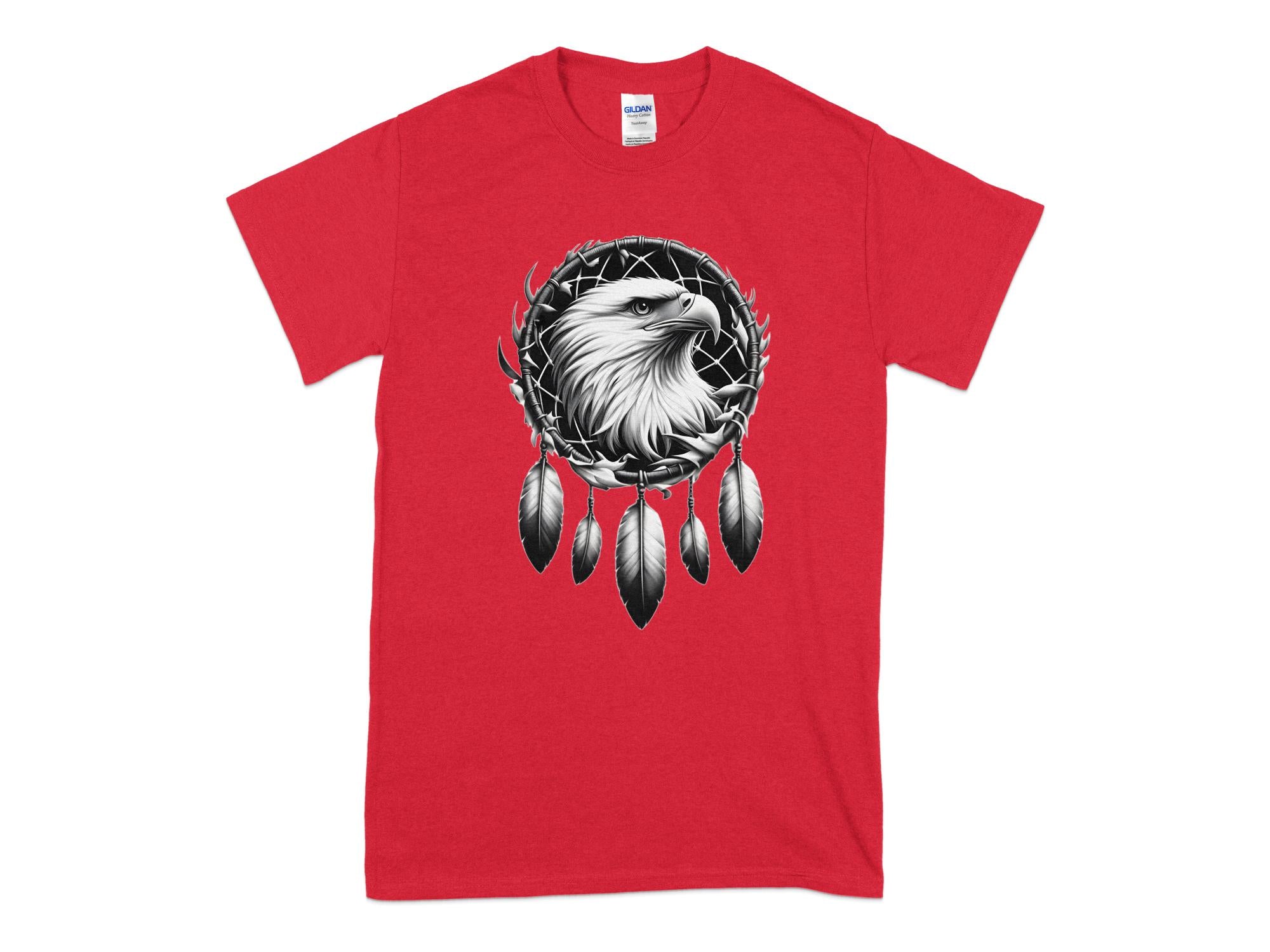 Dreamcatcher Eagle - Coloured Gildan T-Shirt Realistic Native American Talisman Unisex Mythology Tee Graphic Design