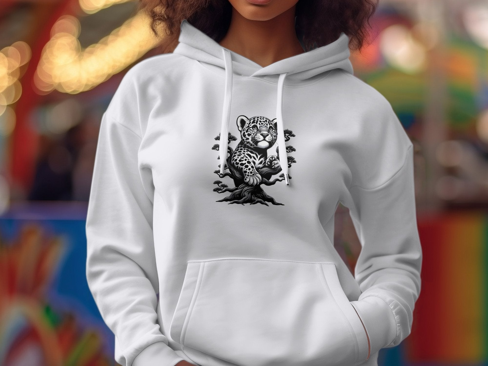 Leopard Bonsai - Coloured Gildan Hoodie Realistic Animal Talisman Unisex Cute Tee Graphic Design