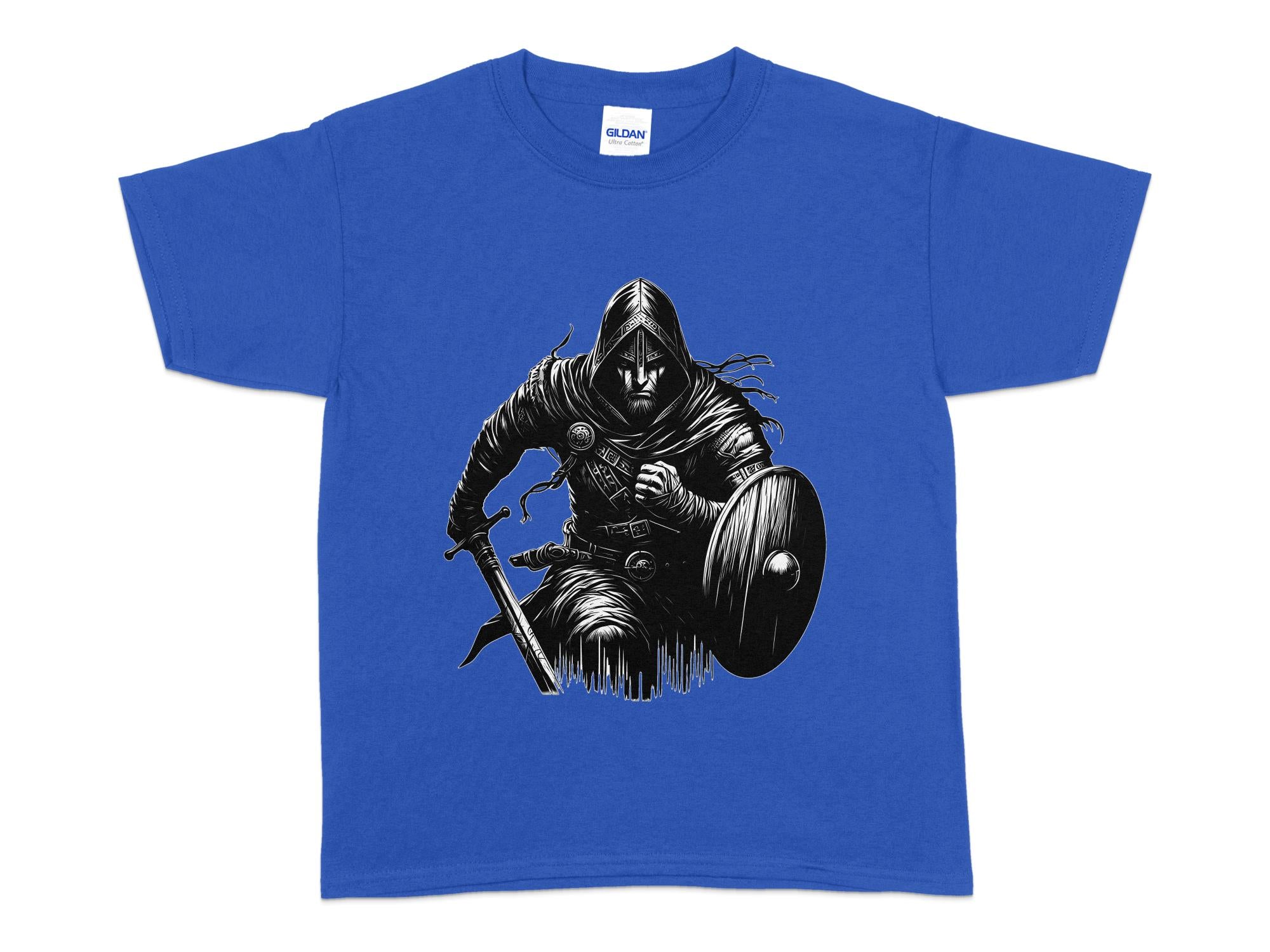 Viking Soldier - Coloured Gildan Kids T Shirt Norse Talisman Unisex Valhalla Tee