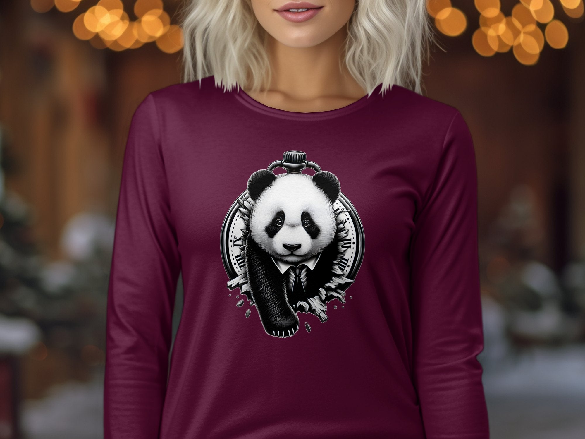 Panda - Coloured Gildan Long Sleeve Realistic Animal Talisman Unisex Cute Tee Graphic Design