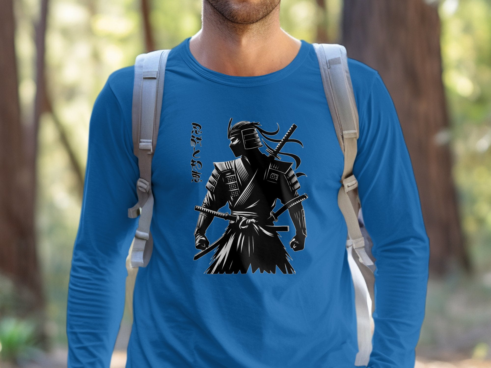 Samurai Ninja - Coloured Gildan Long Sleeve Japanese Talisman Unisex Cultural Symbolic Graphic Design