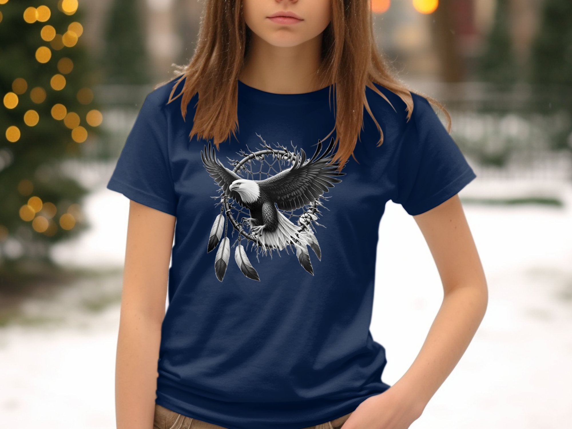 Dreamcatcher Eagle - Coloured Gildan Kids T-Shirt Realistic Native American Talisman Unisex Mythology Tee Graphic Design