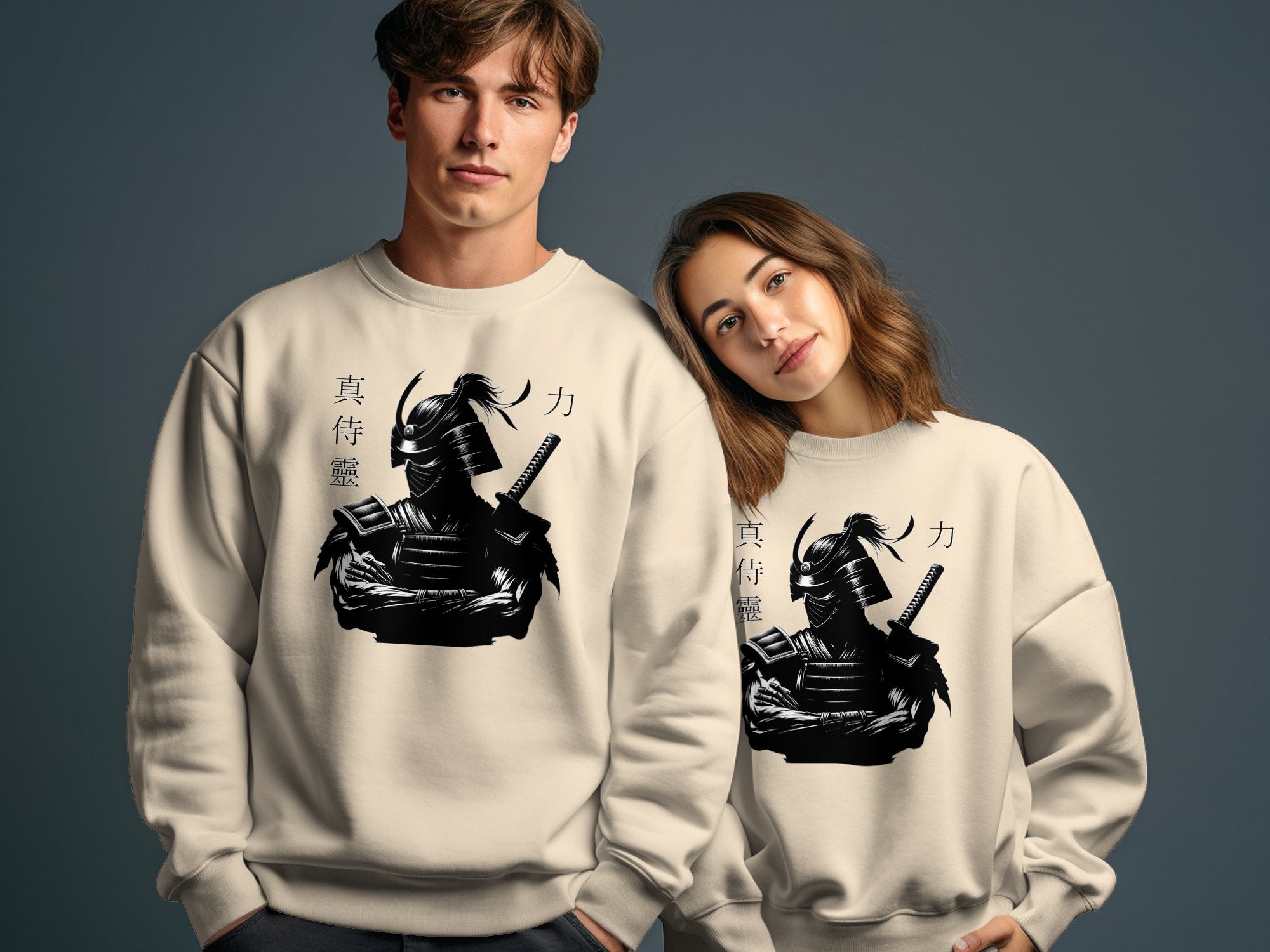 Samurai Ninja - Coloured Gildan Sweatshirt Japanese Talisman Unisex Cultural Symbolic Graphic Design