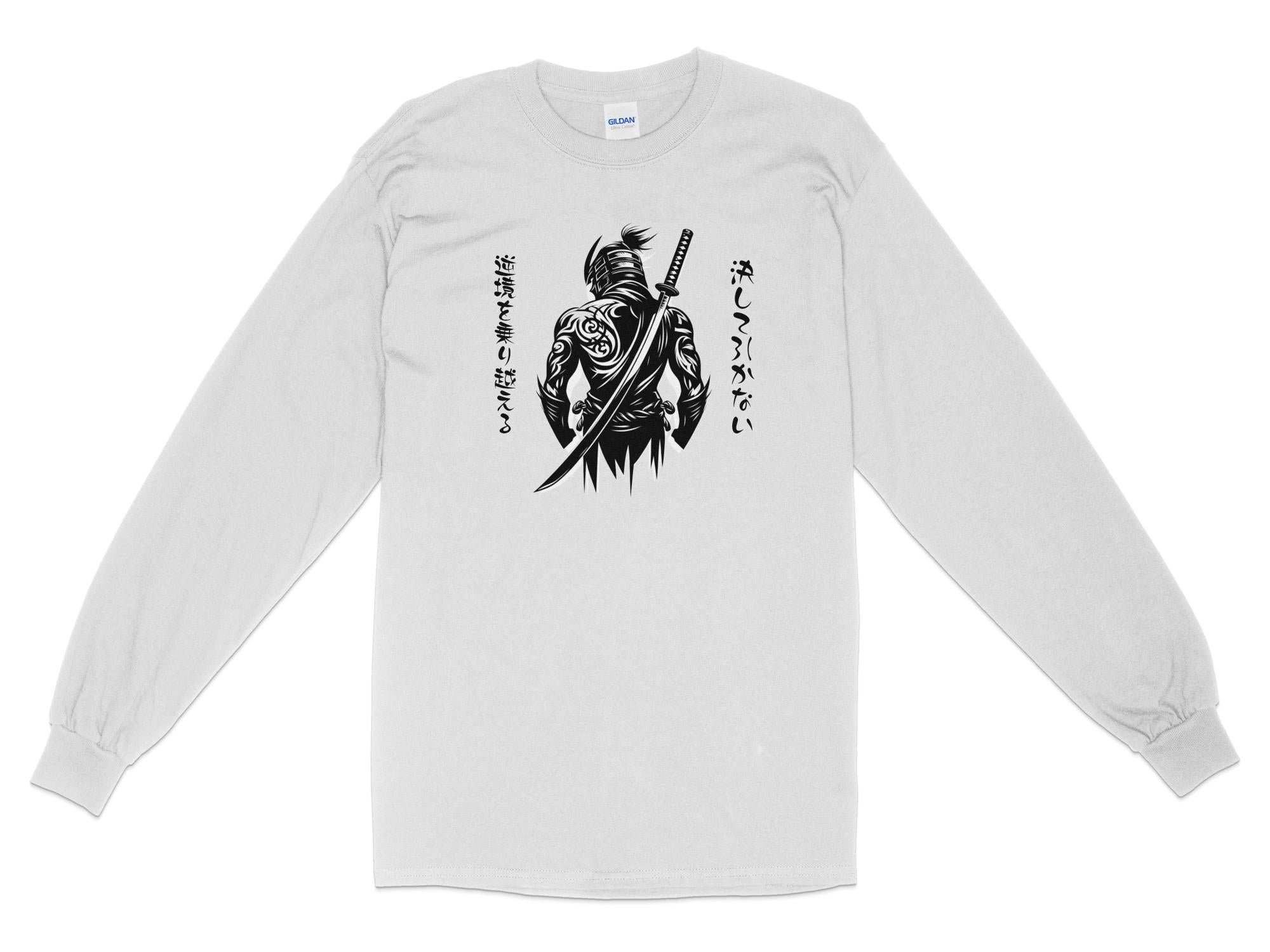 Samurai Ninja - Coloured Gildan Long Sleeve Japanese Talisman Unisex Cultural Symbolic Graphic Design