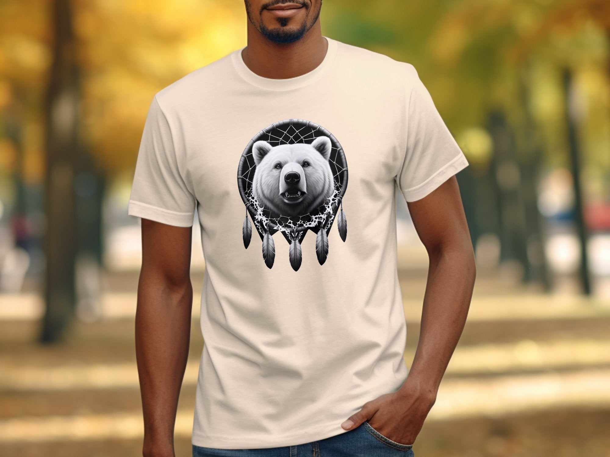 Dreamcatcher Bear - Coloured Gildan T-Shirt Realistic Native American Talisman Unisex Mythology Tee Graphic Design