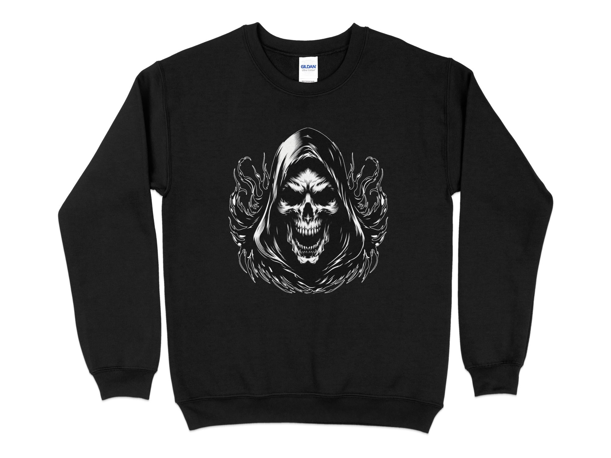 Grim Reaper - Black White Gildan Sweatshirt Commemorative Talisman Unisex Tee Graphic Design