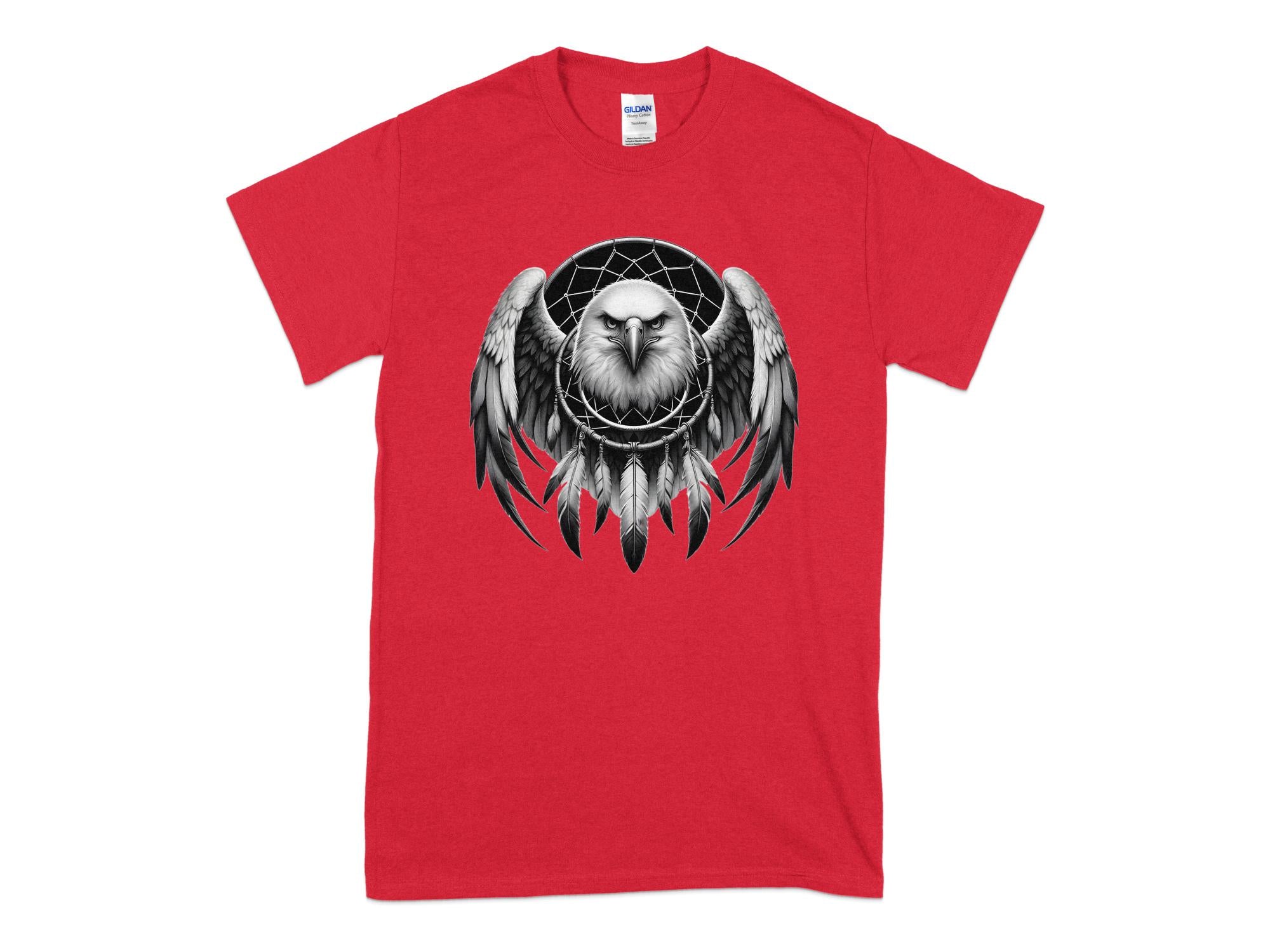 Dreamcatcher Eagle - Coloured Gildan T-Shirt Realistic Native American Talisman Unisex Mythology Tee Graphic Design