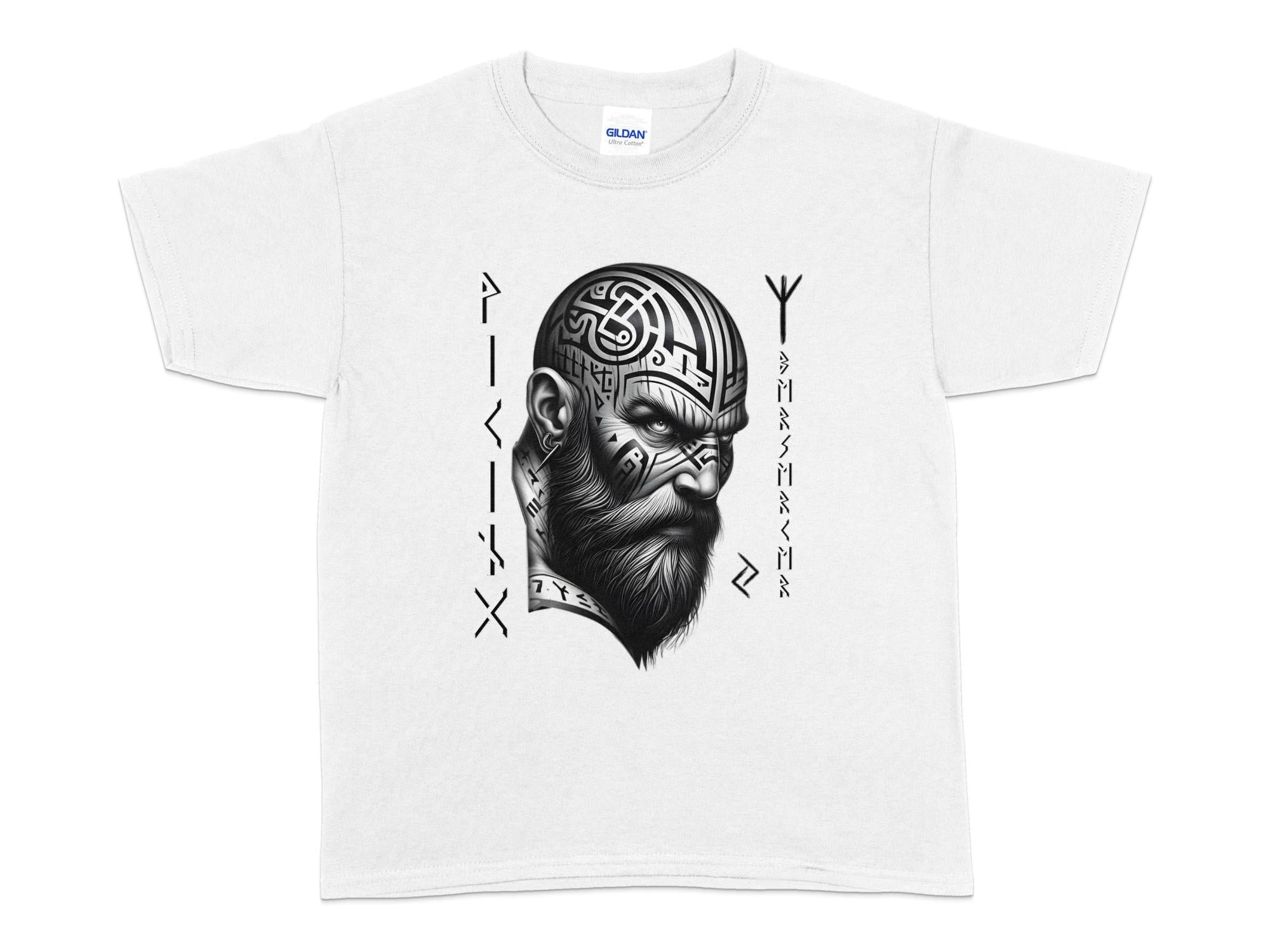 Viking Focus - Coloured Gildan Kids T-Shirt Realistic Norse Talisman Unisex Valhalla Tee Graphic Design