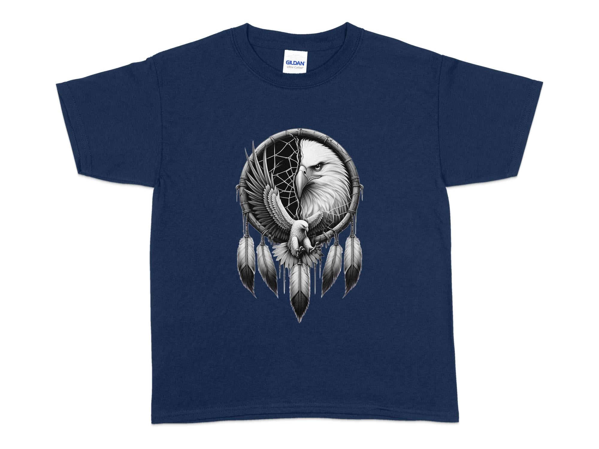 Dreamcatcher Eagle - Coloured Gildan Kids T-Shirt Realistic Native American Talisman Unisex Mythology Tee Graphic Design