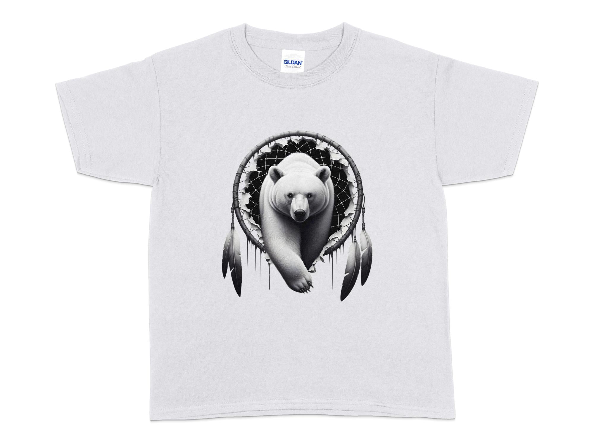 Dreamcatcher Bear - Coloured Gildan Kids T Shirt Realistic Native American Talisman Unisex Mythology Tee Graphic Design