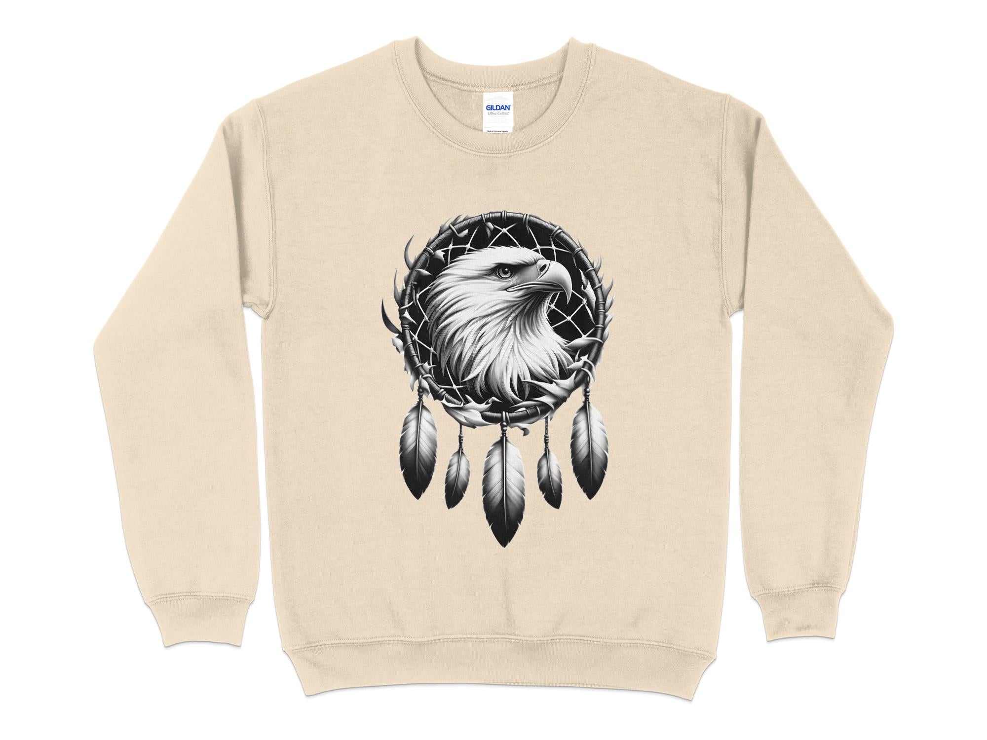 Dreamcatcher Eagle - Coloured Gildan Sweatshirt Realistic Native American Talisman Unisex Mythology Tee Graphic Design