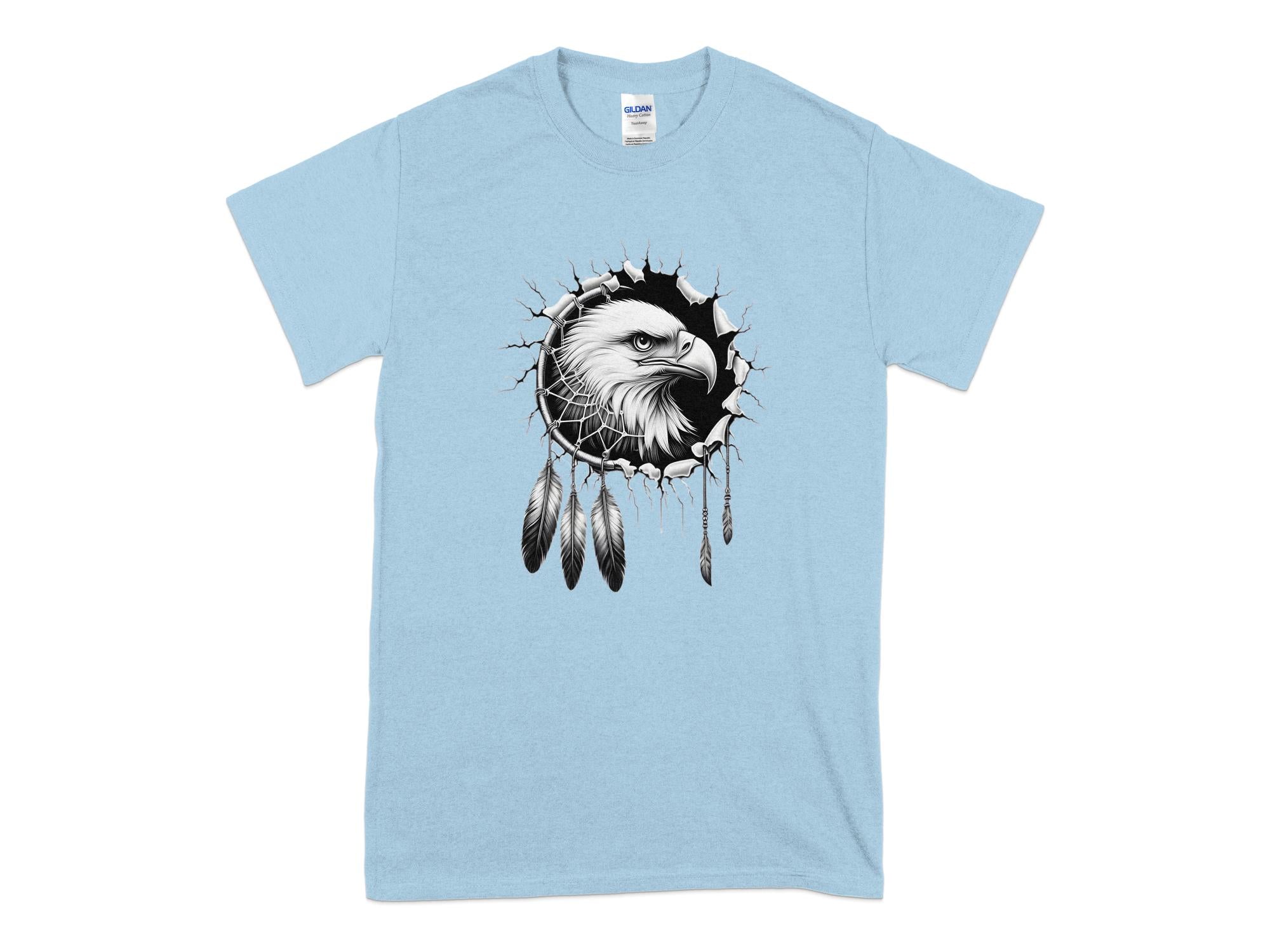 Dreamcatcher Eagle - Coloured Gildan T-Shirt Realistic Native American Talisman Unisex Mythology Tee Graphic Design