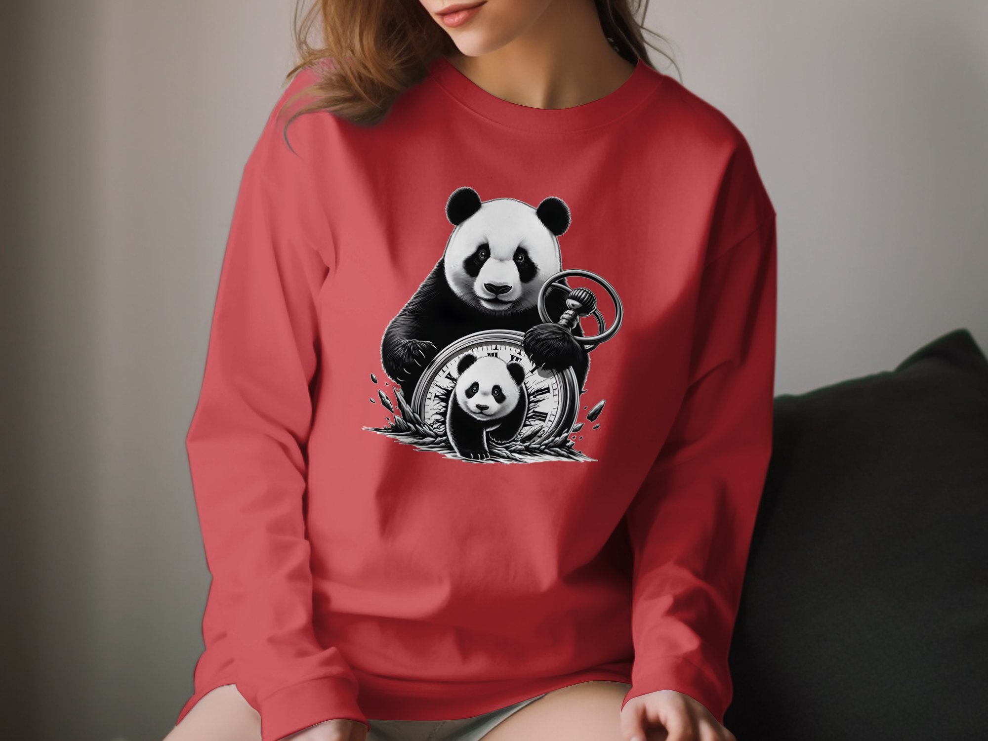 Panda - Coloured Gildan Long Sleeve Realistic Animal Talisman Unisex Cute Tee Graphic Design