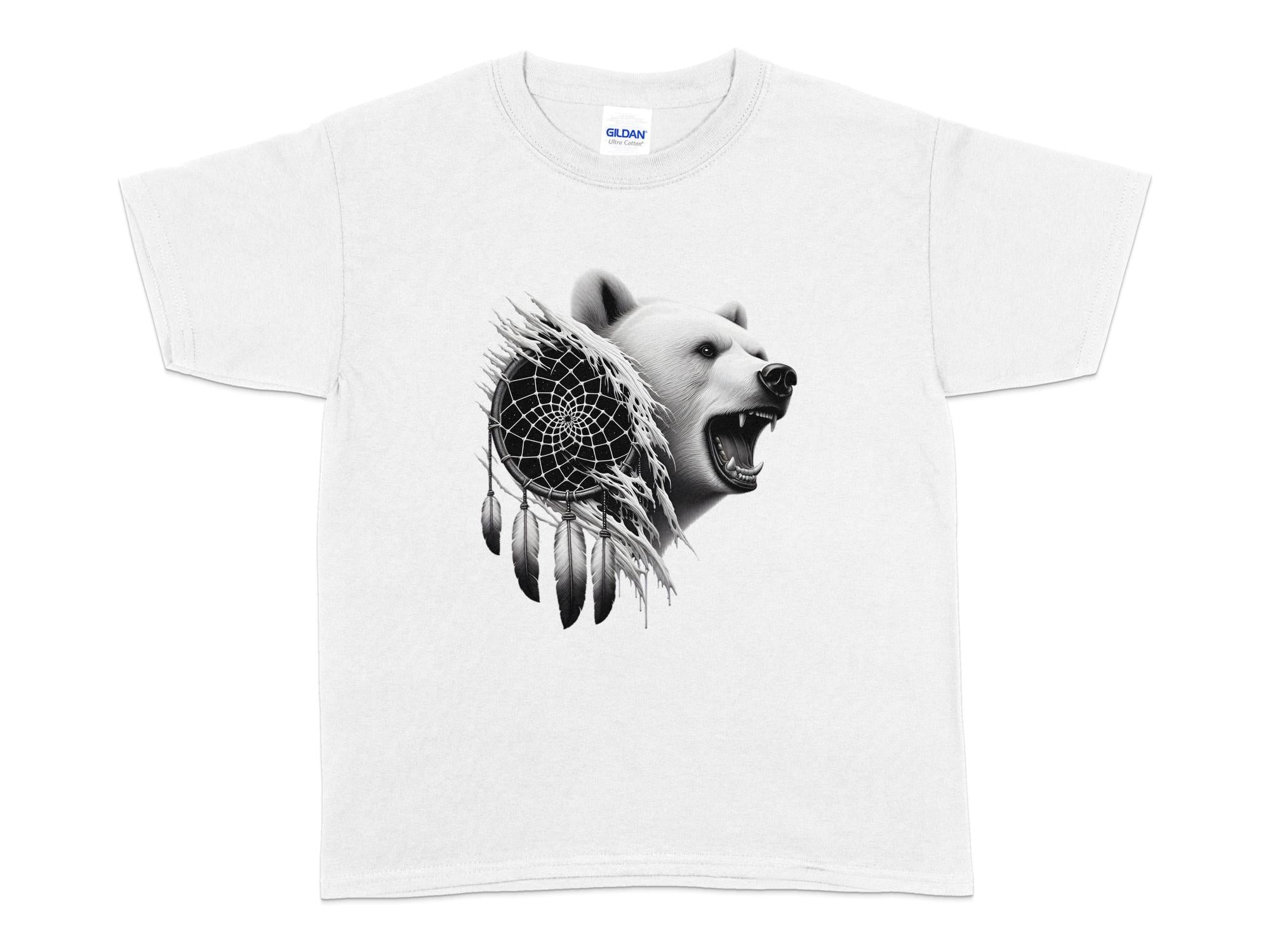 Dreamcatcher Bear - Coloured Gildan Kids T Shirt Realistic Native American Talisman Unisex Mythology Tee Graphic Design