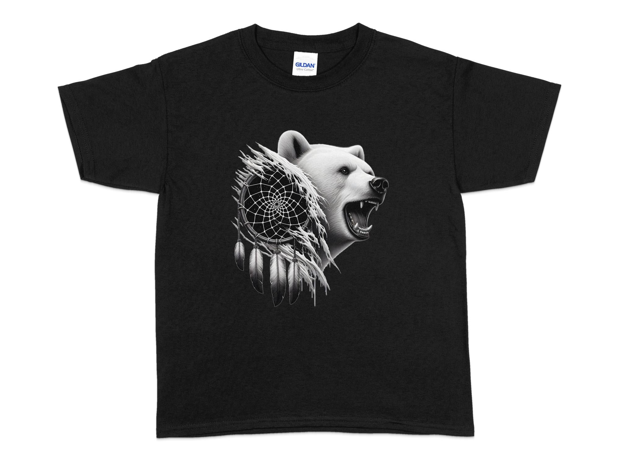 Dreamcatcher Bear - Coloured Gildan Kids T Shirt Realistic Native American Talisman Unisex Mythology Tee Graphic Design