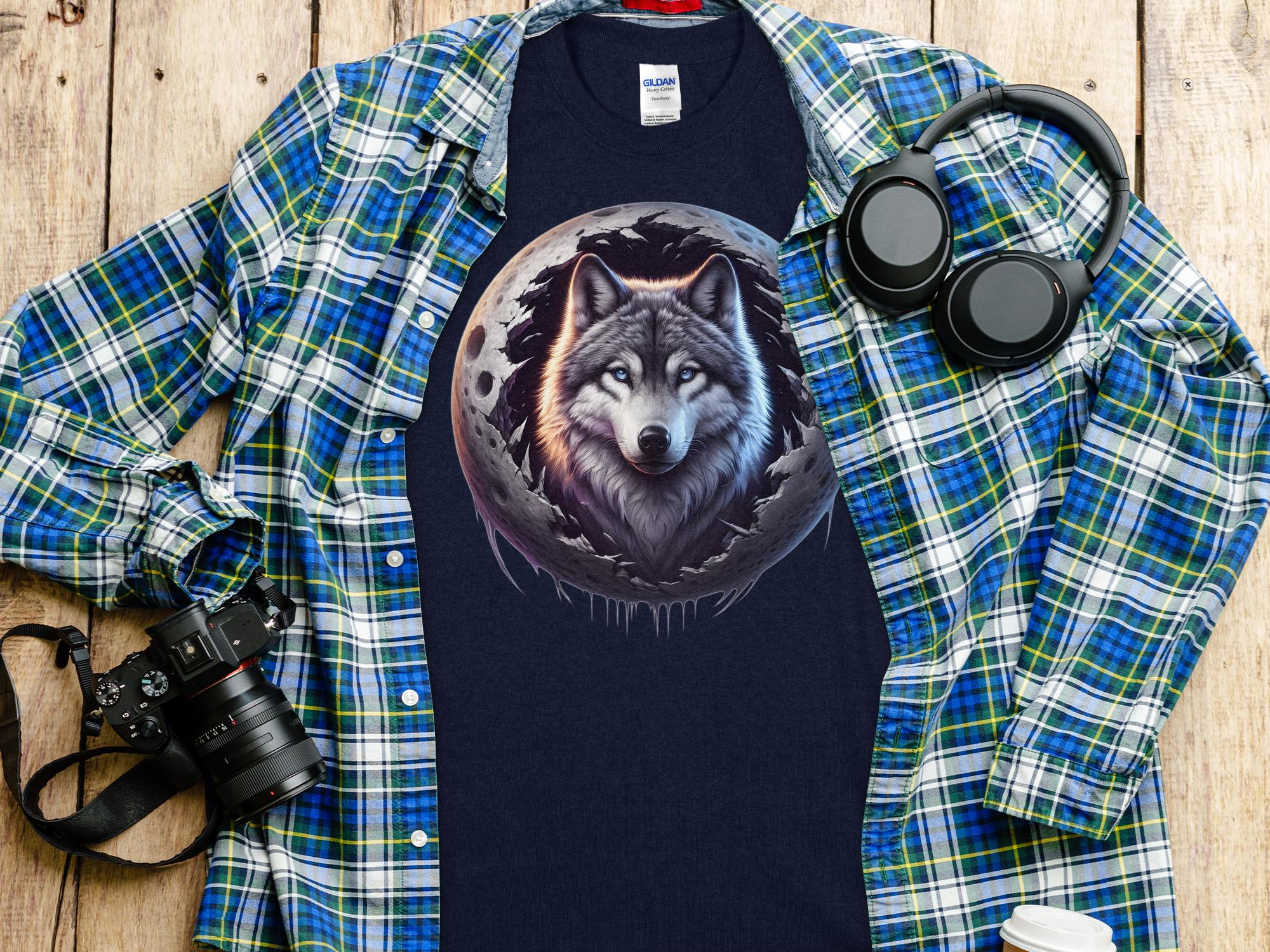 Moon Wolf - T-Shirt Realistic Full Colour Animal Talisman Unisex Mythology Tee Gildan Graphic Design