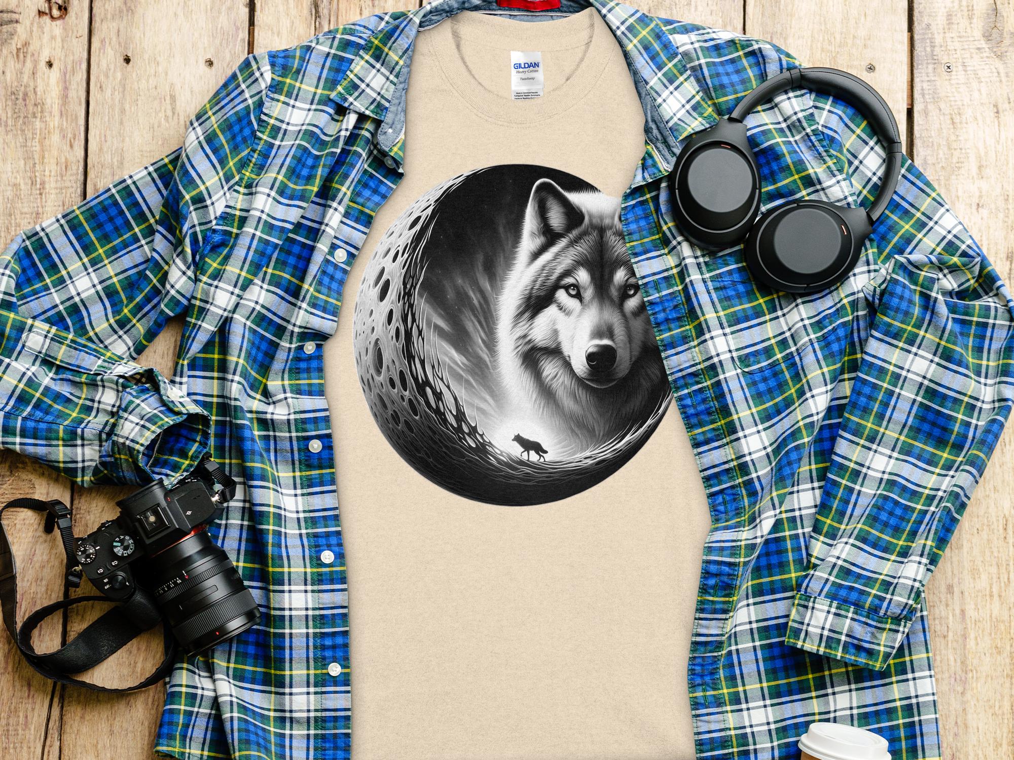 Moon Wolf - Coloured Gildan T-Shirt Realistic Animal Talisman Unisex Mythology Tee Graphic Design