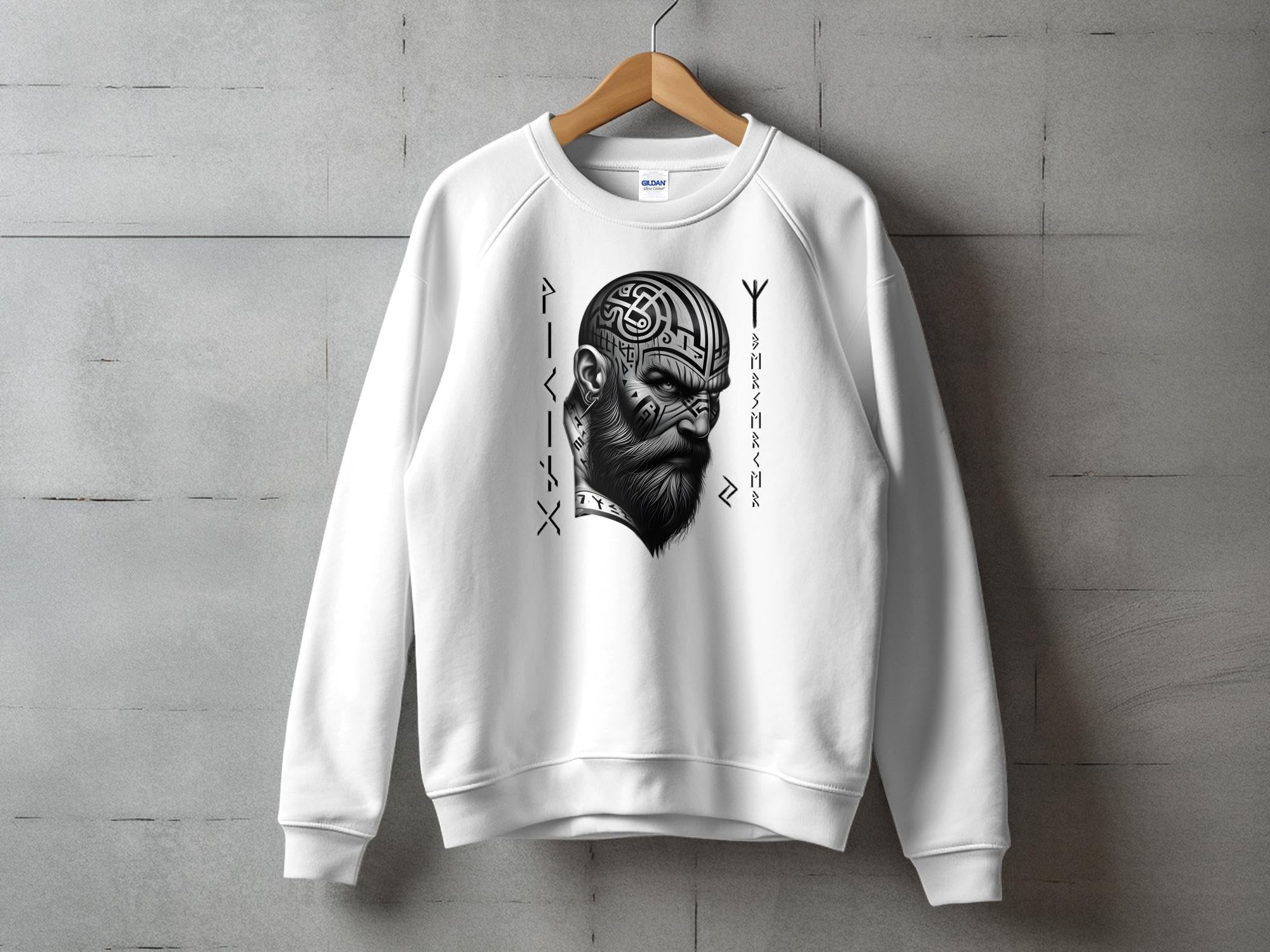 Viking Focus - Coloured Gildan Sweatshirt Realistic Norse Talisman Men Women Unisex Valhalla Tee Graphic Design