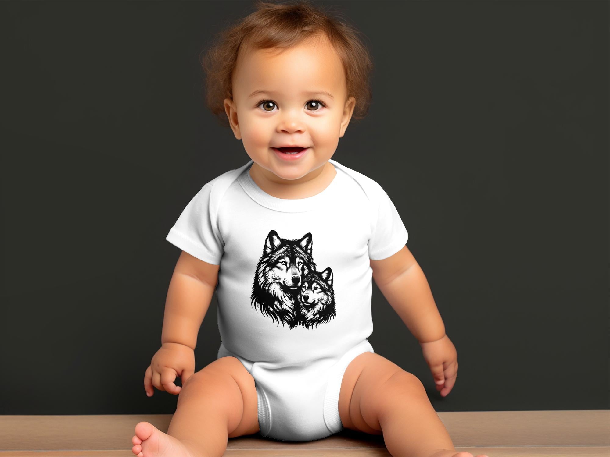 Wolf Mother and Cub - Coloured Toddler Bodysuit Family Talisman Unisex Tee Graphic Design