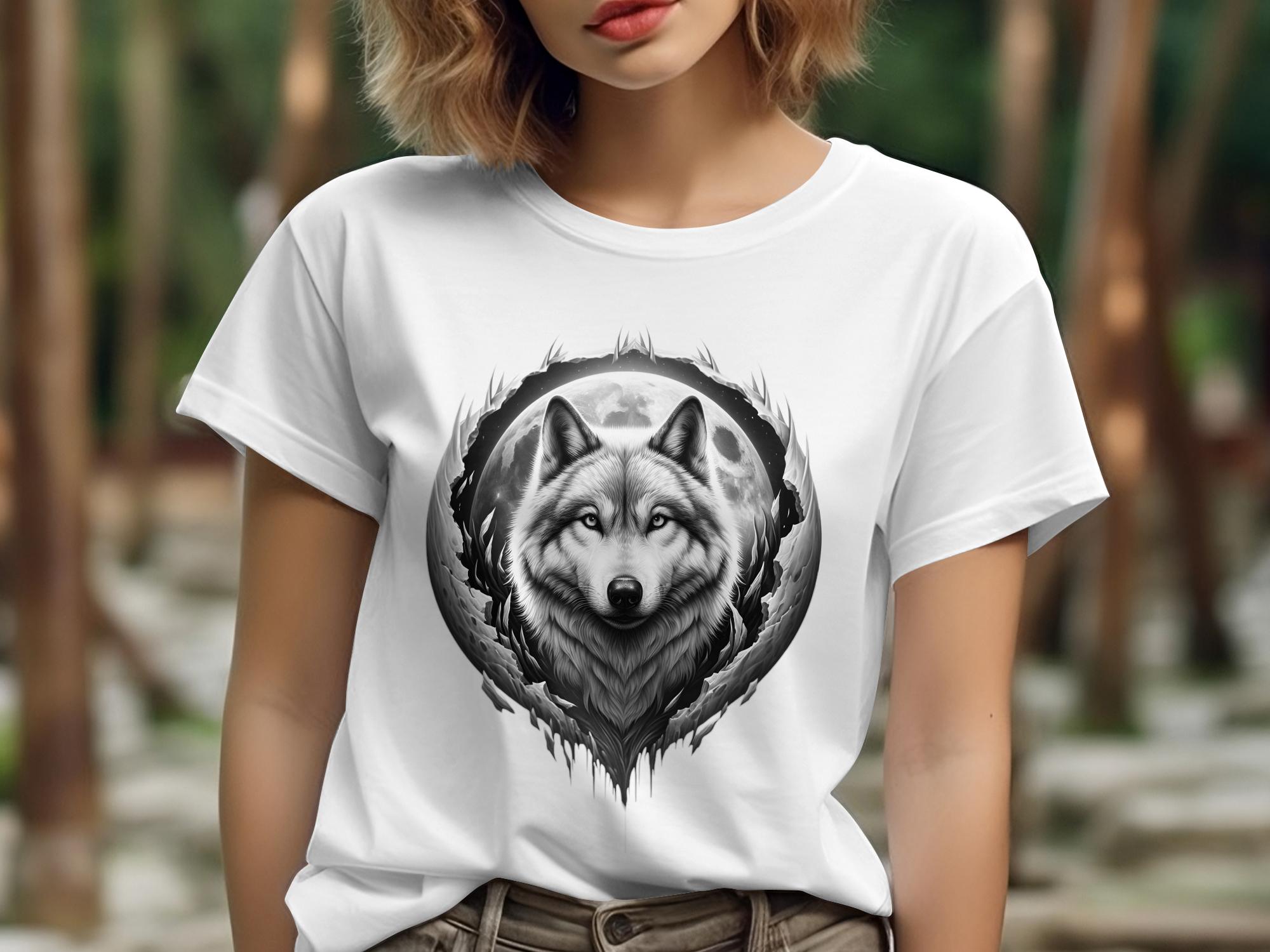 Moon Wolf - Coloured Gildan T-Shirt Realistic Animal Talisman Unisex Mythology Tee Graphic Design