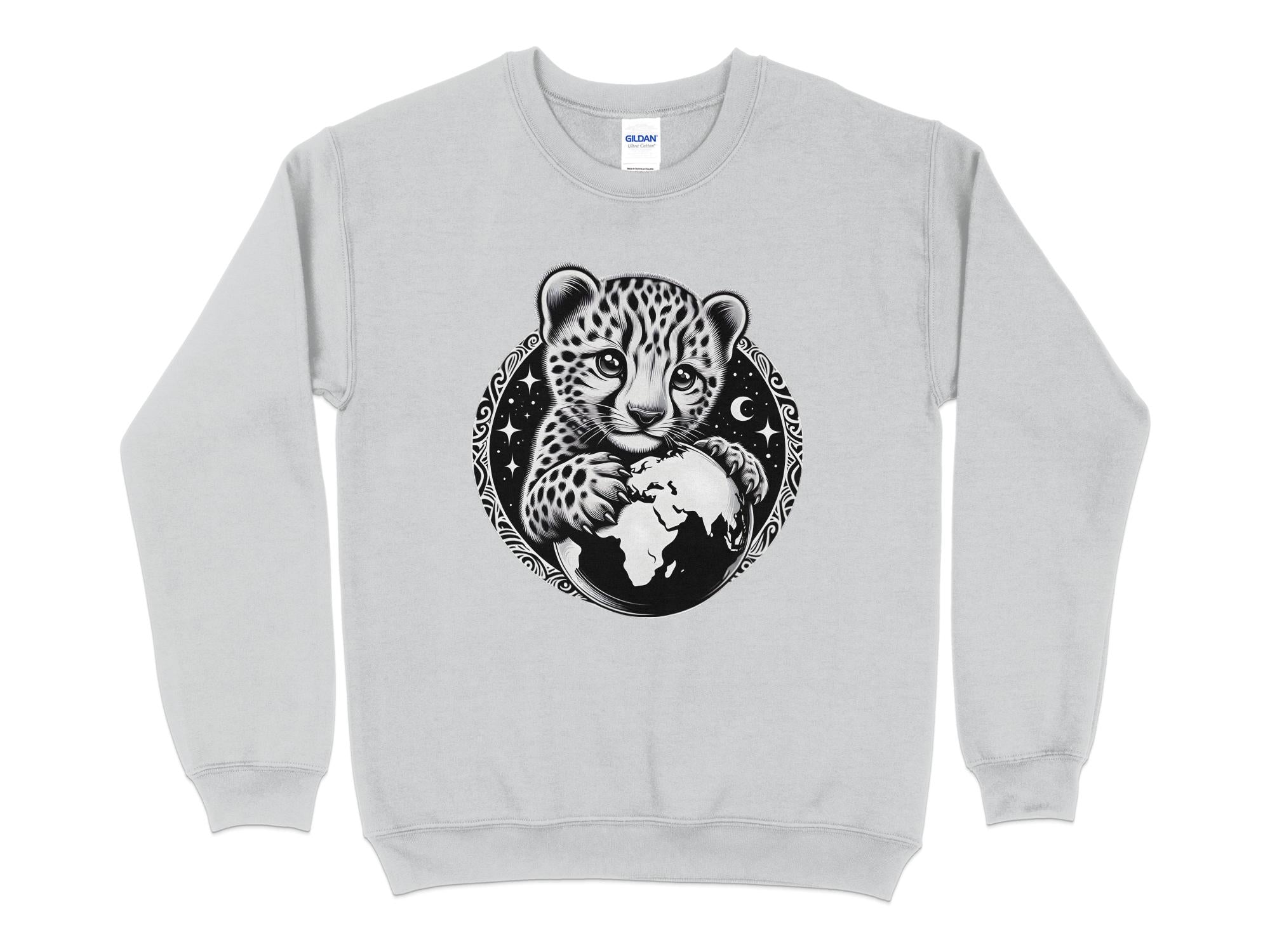 Cheetah World - Coloured Gildan Sweatshirt Realistic Animal Talisman Unisex Cute Tee Graphic Design