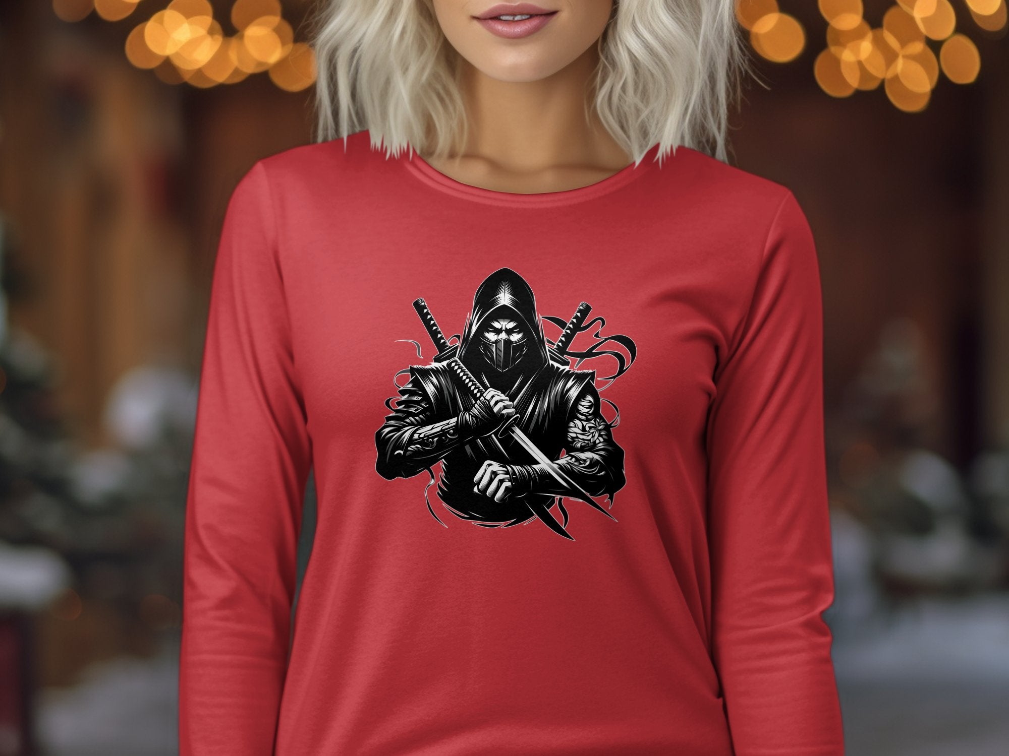 Samurai Ninja - Coloured Gildan Long Sleeve Japanese Talisman Unisex Cultural Symbolic Graphic Design