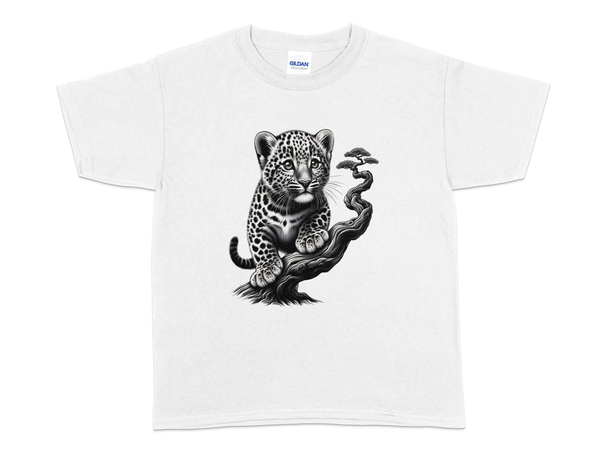 Leopard Bonsai - Coloured Gildan Kids T-Shirt Realistic Animal Talisman Unisex Cute Tee Graphic Design