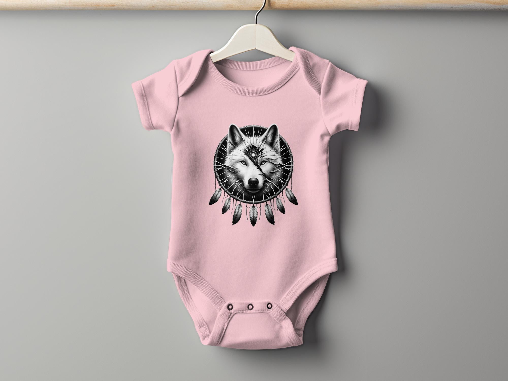 Dreamcatcher Wolf - Coloured Toddler Bodysuit Realistic Native American Talisman Unisex Mythology Tee Graphic Design