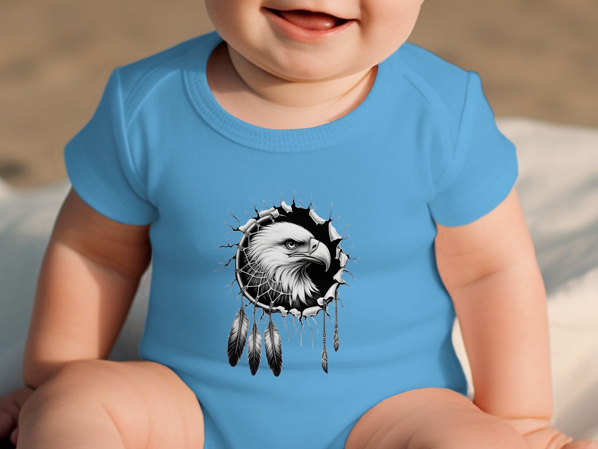 Dreamcatcher Eagle - Coloured Toddler Bodysuit Realistic Native American Talisman Unisex Mythology Tee Graphic Design