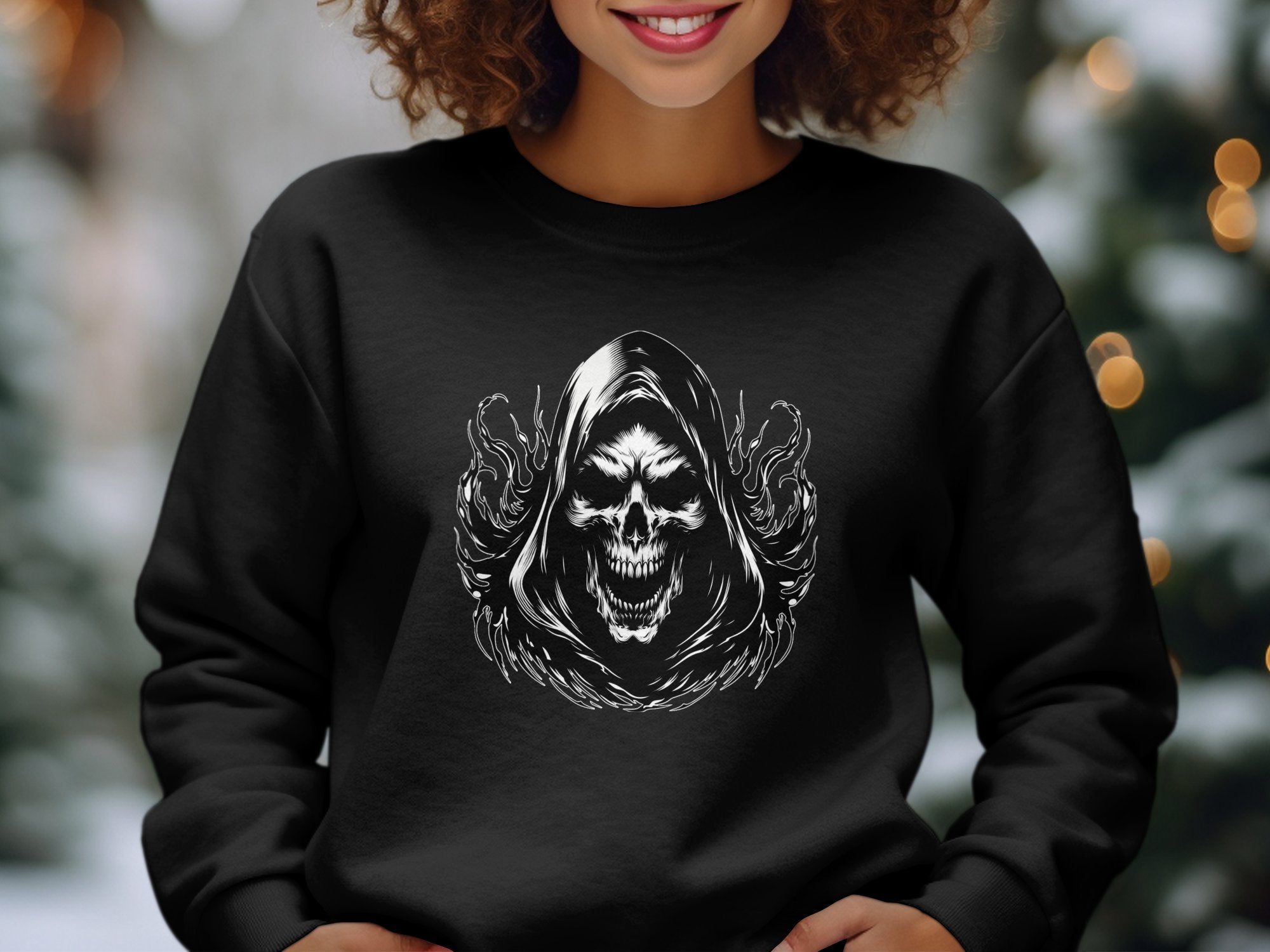 Grim Reaper - Black White Gildan Sweatshirt Commemorative Talisman Unisex Tee Graphic Design