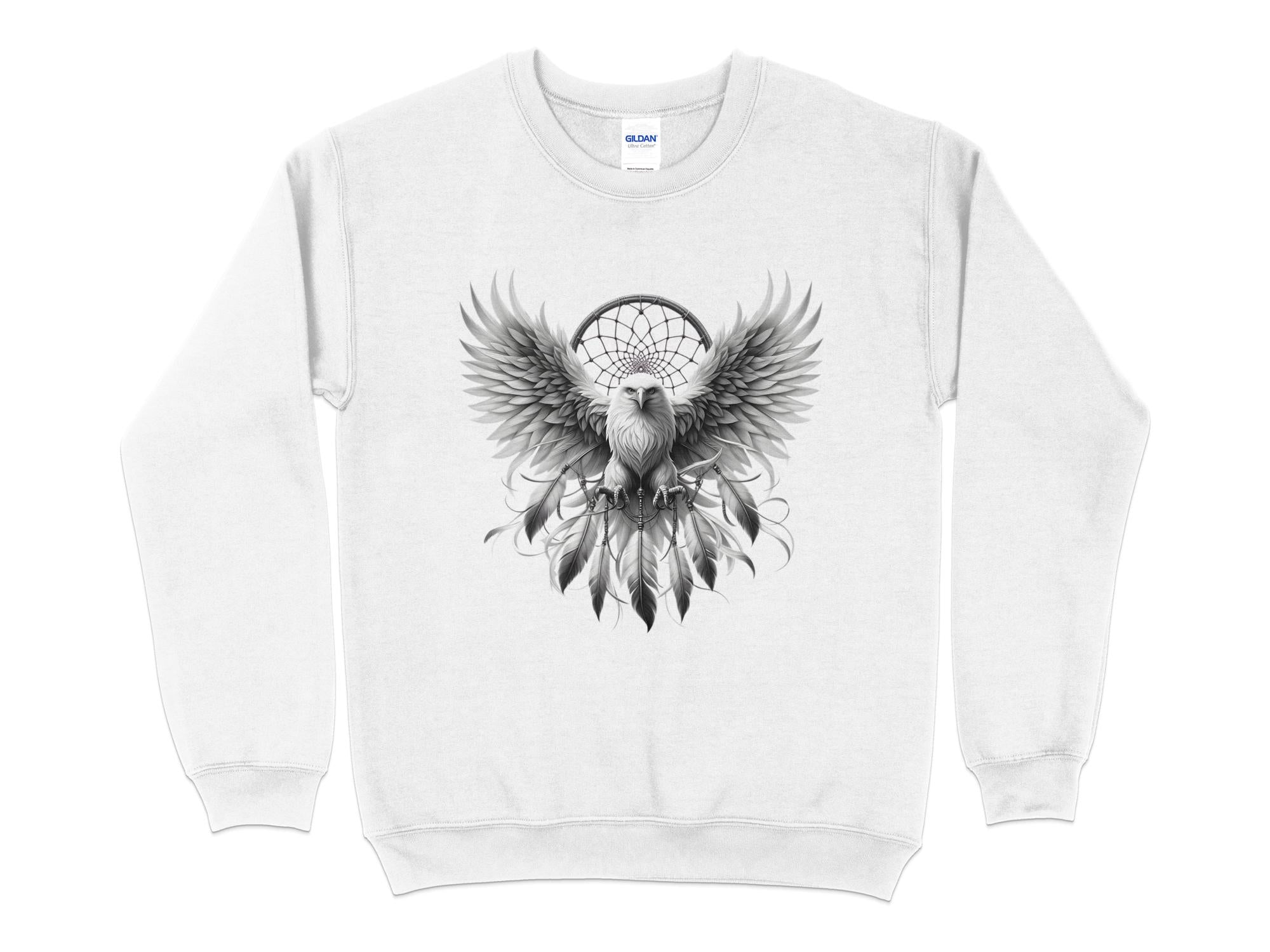 Dreamcatcher Eagle - Coloured Gildan Sweatshirt Realistic Native American Talisman Unisex Mythology Tee Graphic Design