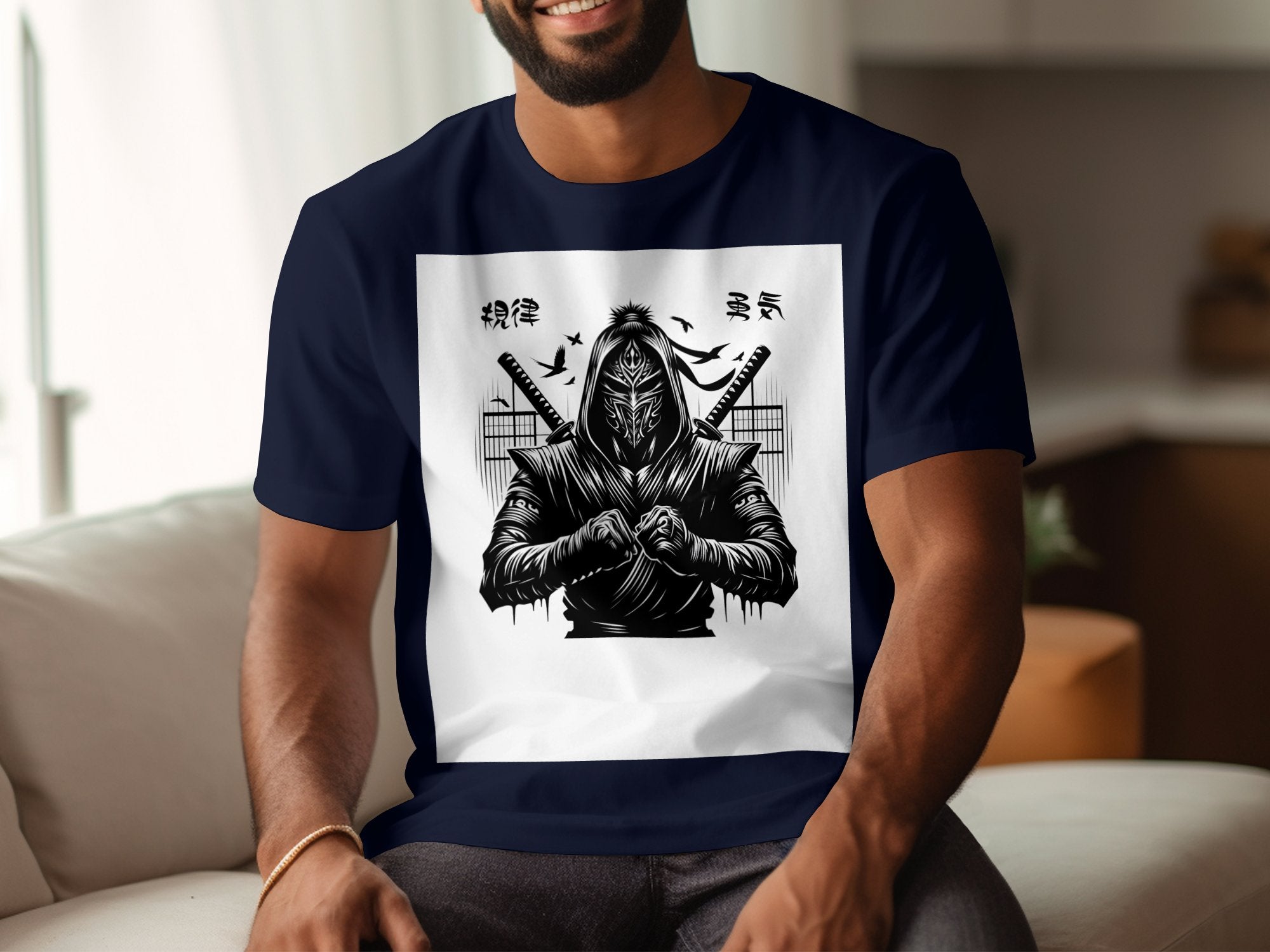 Samurai Ninja - Coloured Gildan T-Shirt Japanese Talisman Unisex Cultural Symbolic Graphic Design