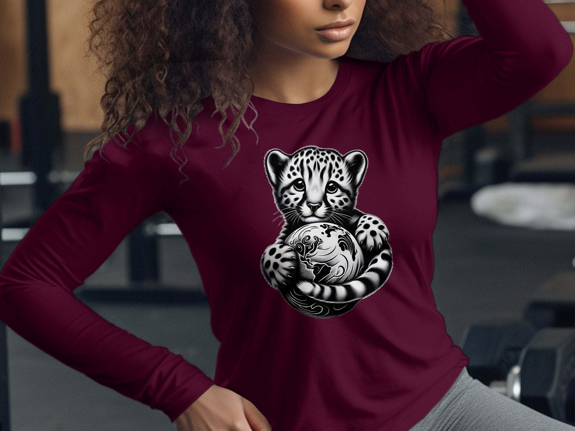 Cheetah World - Coloured Gildan Long Sleeve Realistic Animal Talisman Unisex Cute Tee Graphic Design