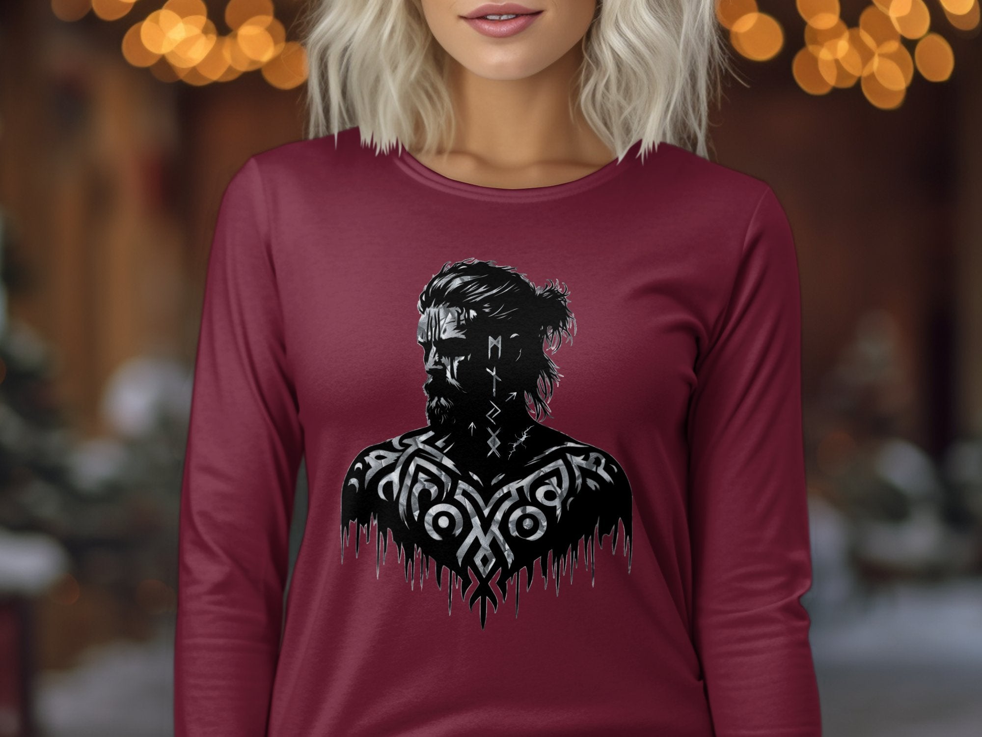 Viking Reflection - Coloured Gildan Long Sleeve  Norse Talisman Men Women Unisex Valhalla Tee