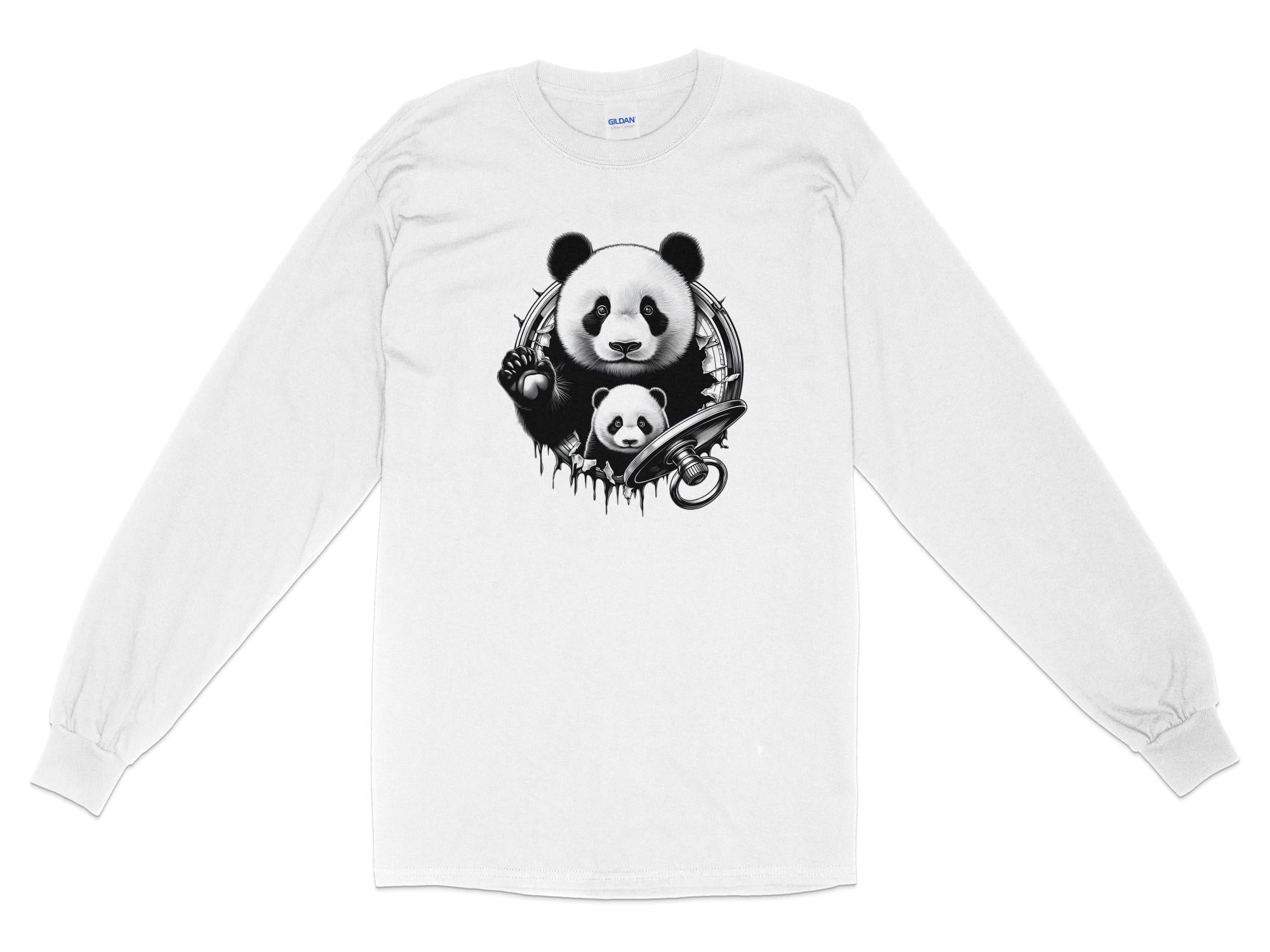 Panda - Coloured Gildan Long Sleeve Realistic Animal Talisman Unisex Cute Tee Graphic Design