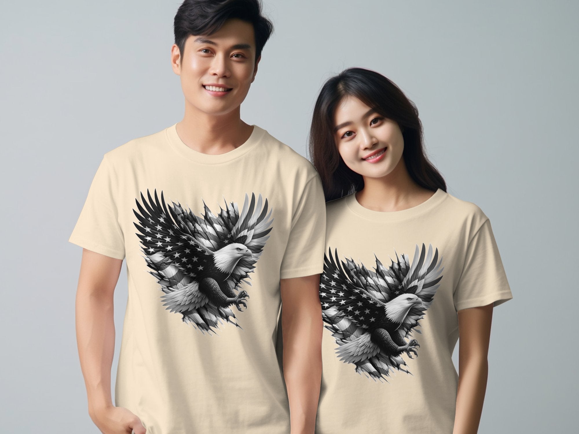 Eagle Patriot - Coloured Gildan T-Shirt Realistic Animal Talisman Unisex Tee Graphic Design