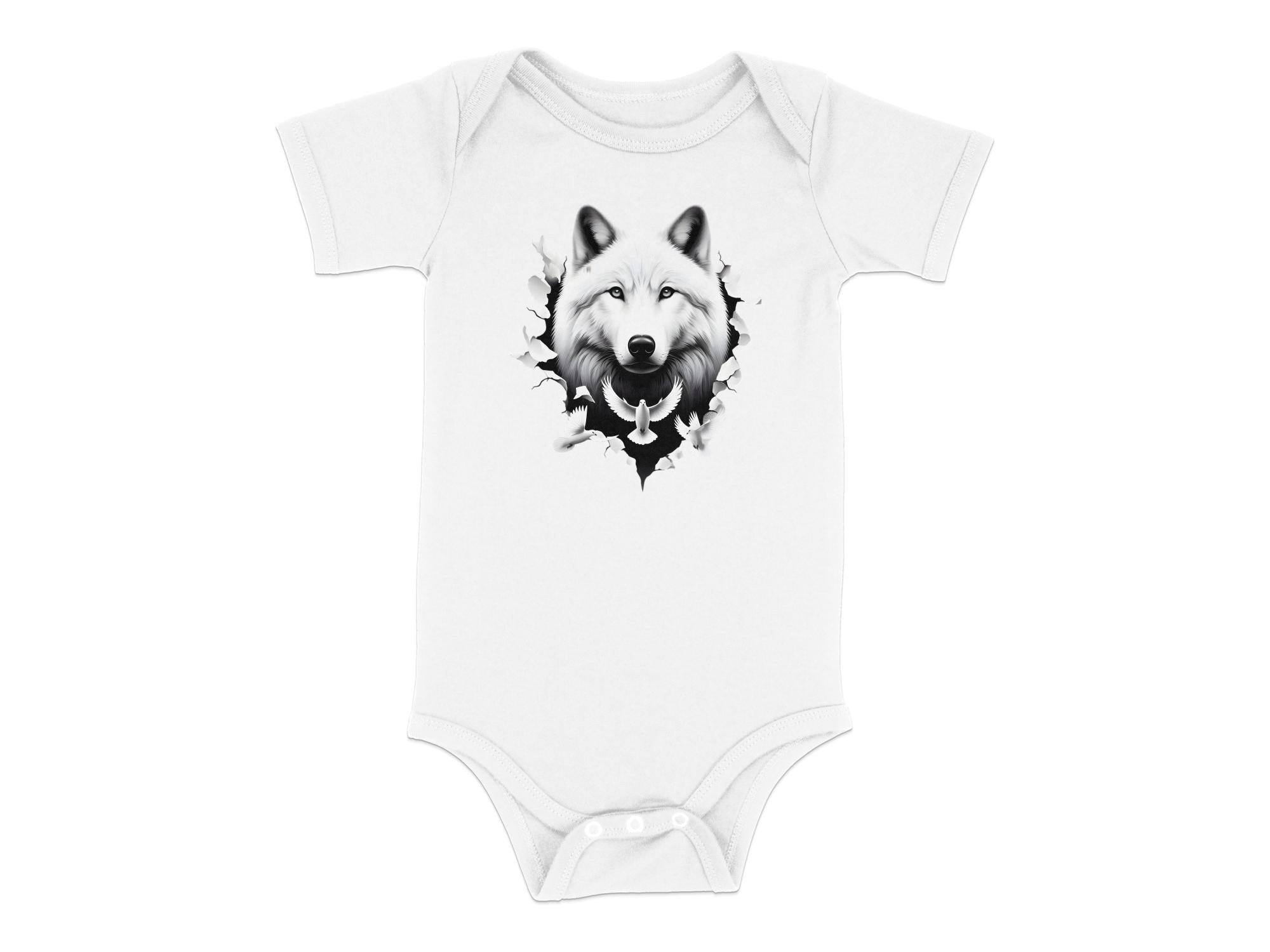 Wolf x Doves - Coloured Toddler Bodysuit Realistic Animal Talisman Unisex Tee Graphic Design