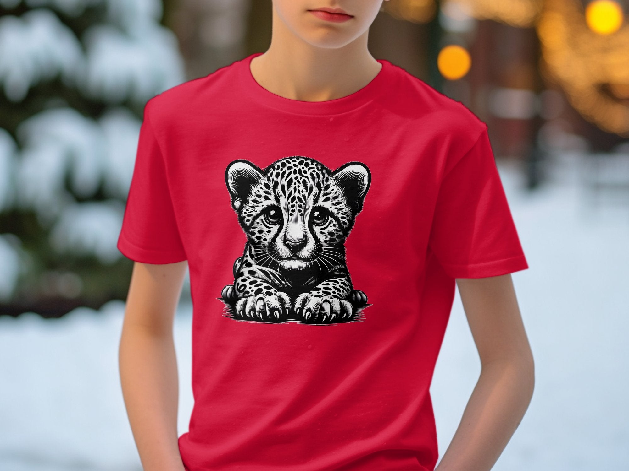 Cheetah World - Coloured Gildan Kids T-Shirt Realistic Animal Talisman Unisex Cute Tee Graphic Design