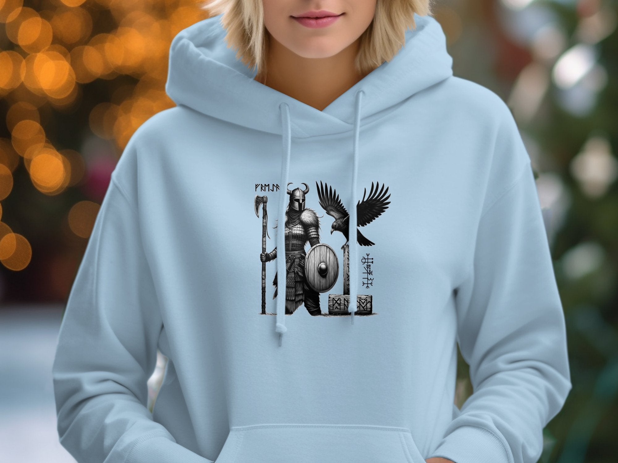 Viking Shield Maiden - Coloured Gildan Hoodie Realistic Norse Talisman Men Women Unisex Valhalla Tee Graphic Design