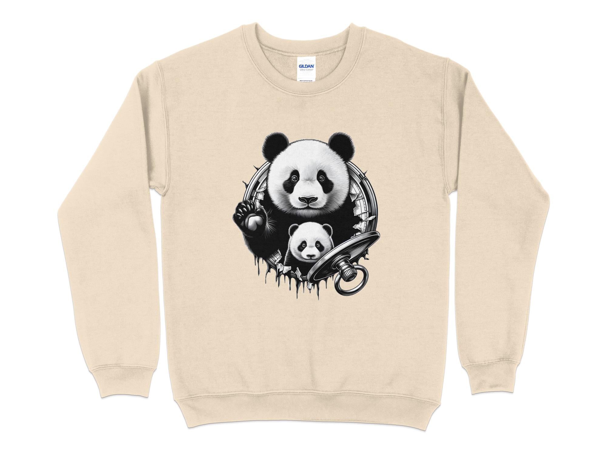 Panda - Coloured Gildan Sweatshirt Realistic Animal Talisman Unisex Cute Tee Graphic Design