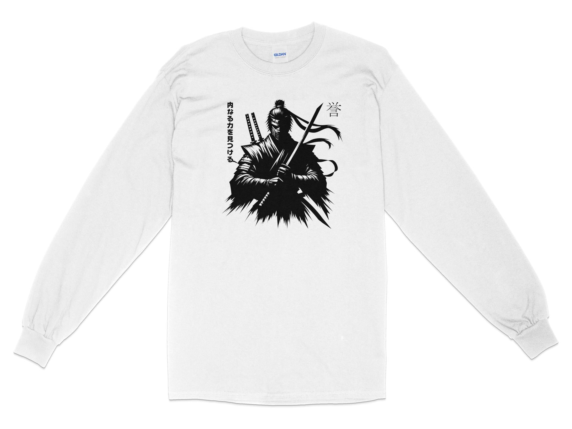 Samurai Ninja - Coloured Gildan Long Sleeve Japanese Talisman Unisex Cultural Symbolic Graphic Design