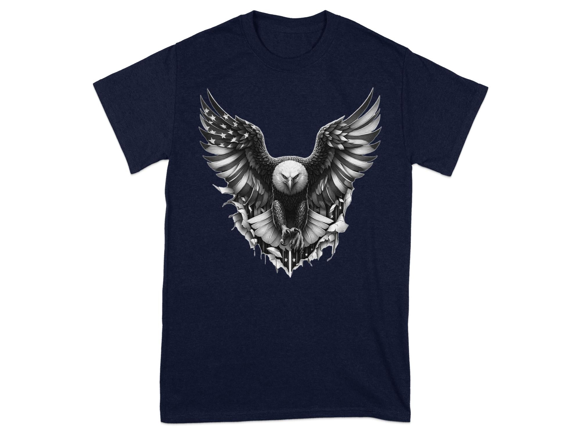 Eagle Patriot - Coloured Gildan T-Shirt Realistic Animal Talisman Unisex Tee Graphic Design