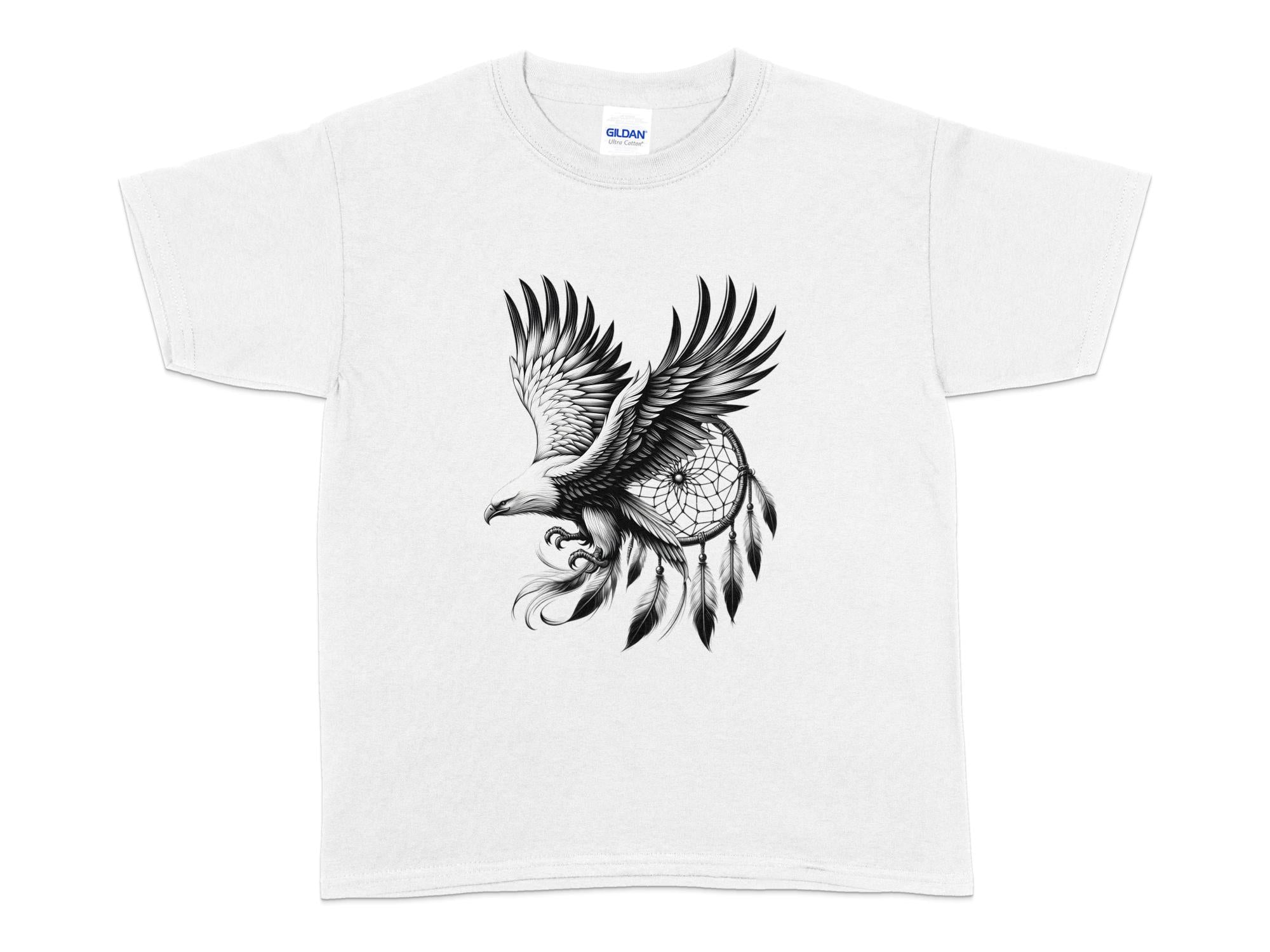 Dreamcatcher Eagle - Coloured Gildan Kids T-Shirt Realistic Native American Talisman Unisex Mythology Tee Graphic Design