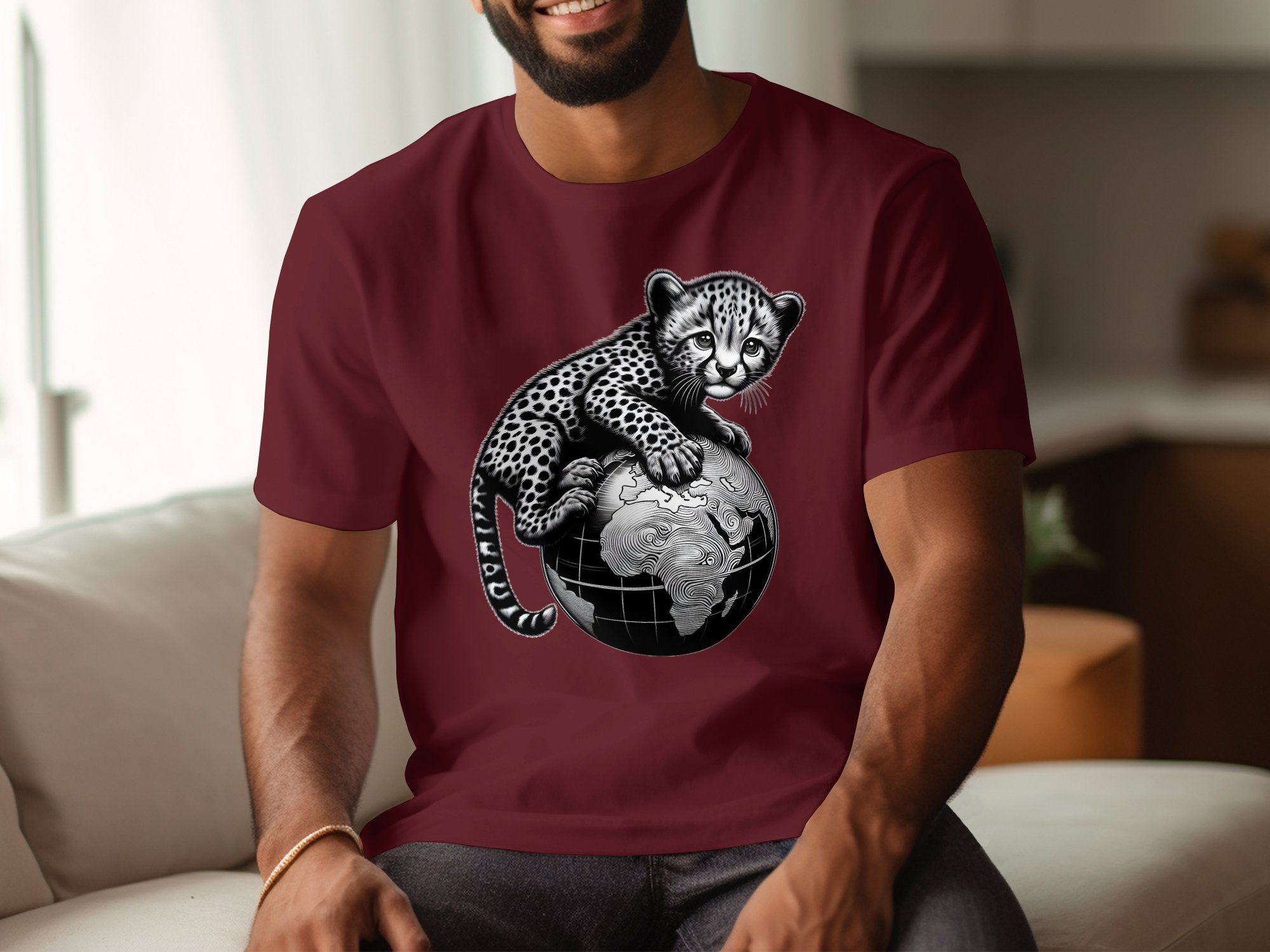 Cheetah World - Coloured Gildan T-Shirt Realistic Animal Talisman Unisex Cute Tee Graphic Design