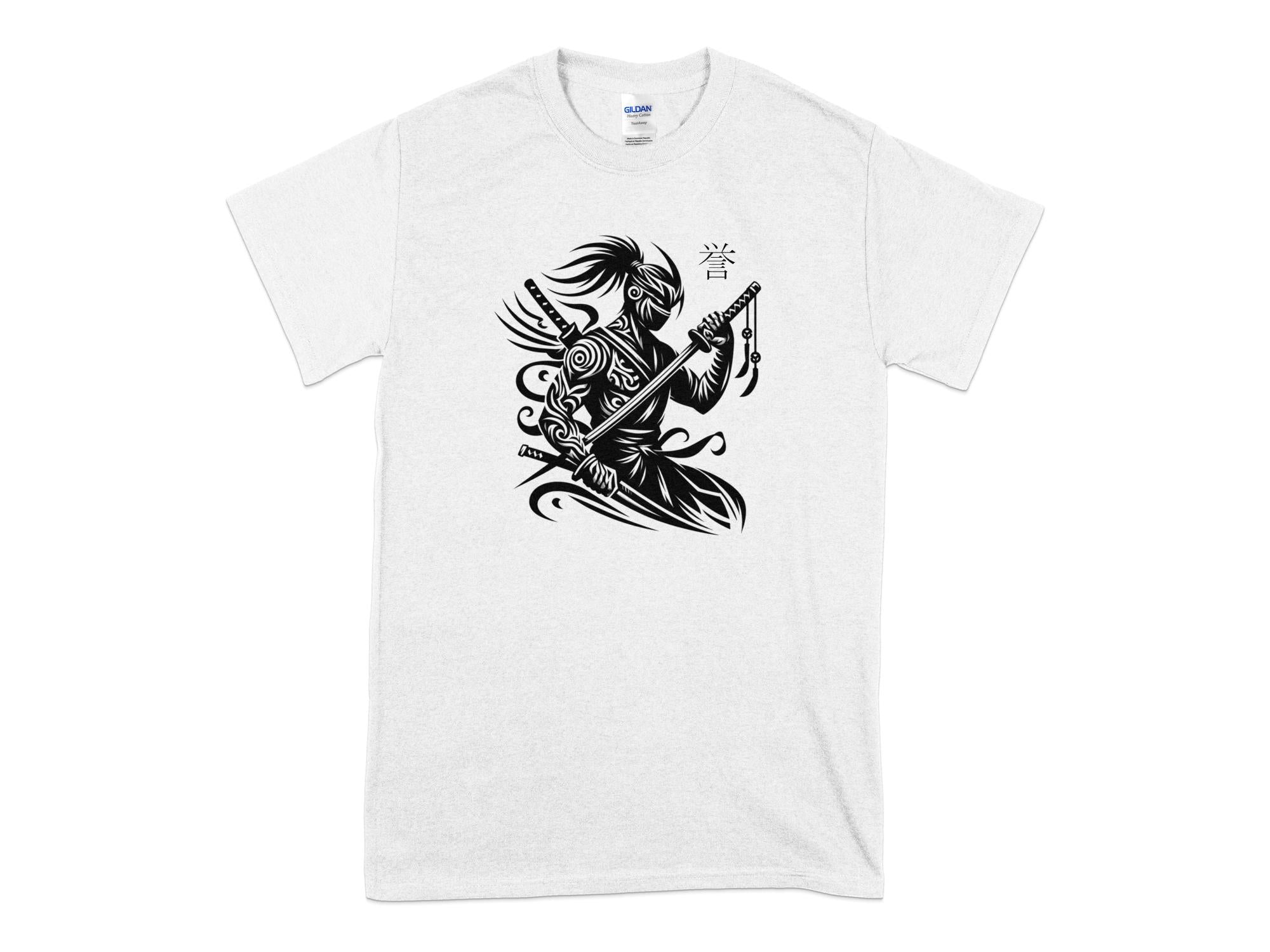 Samurai Ninja - Coloured Gildan T-Shirt Japanese Talisman Unisex Cultural Symbolic Graphic Design