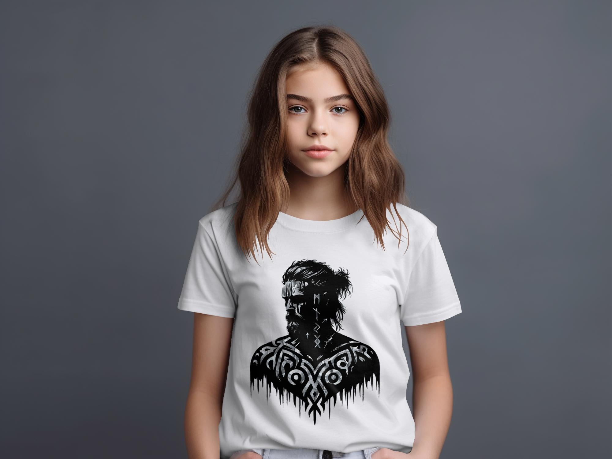 Viking Reflection - Coloured Gildan Kids T Shirt Norse Talisman Unisex Valhalla Tee