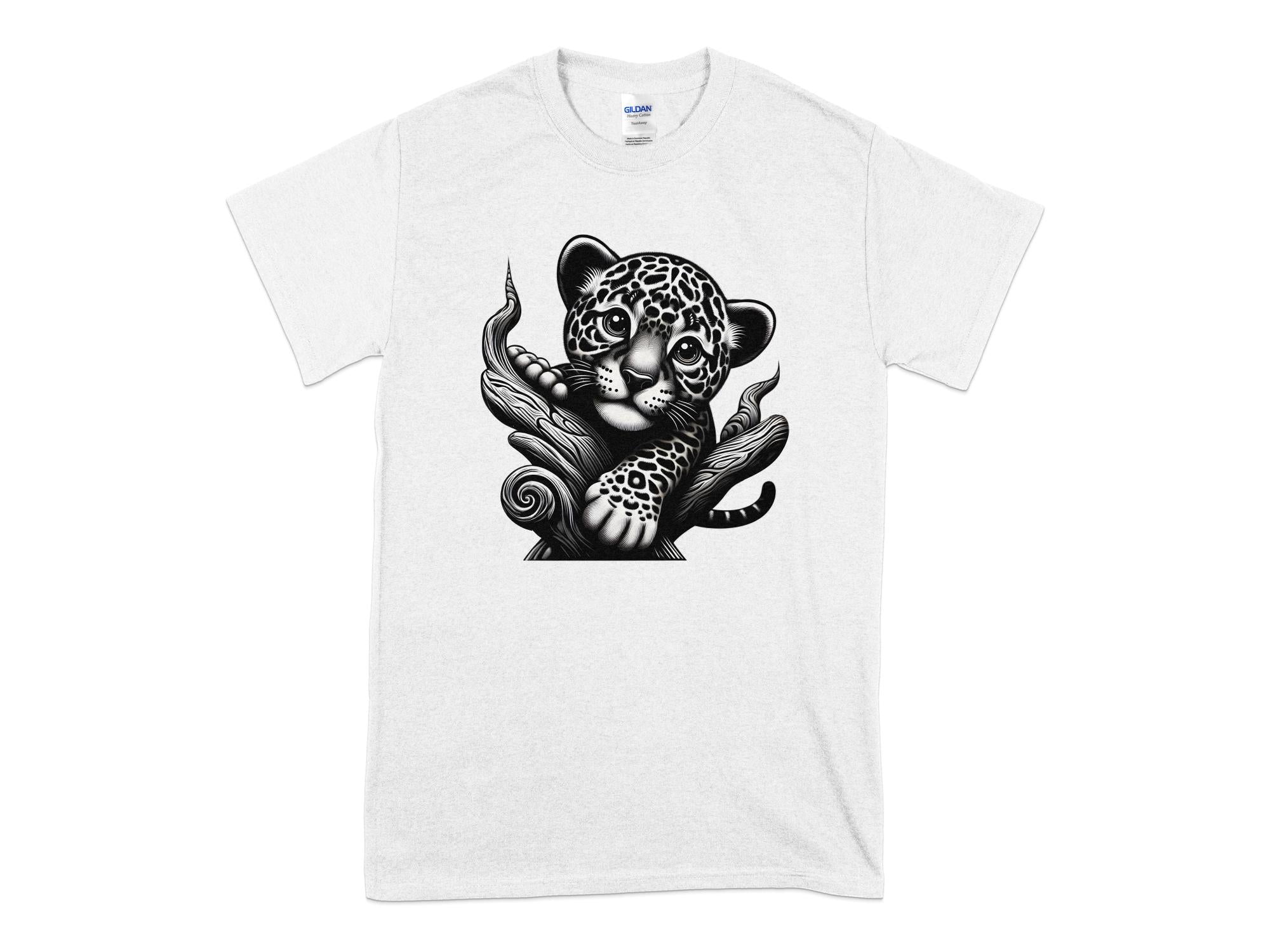 Leopard Bonsai - Coloured Gildan T-Shirt Realistic Animal Talisman Unisex Cute Tee Graphic Design