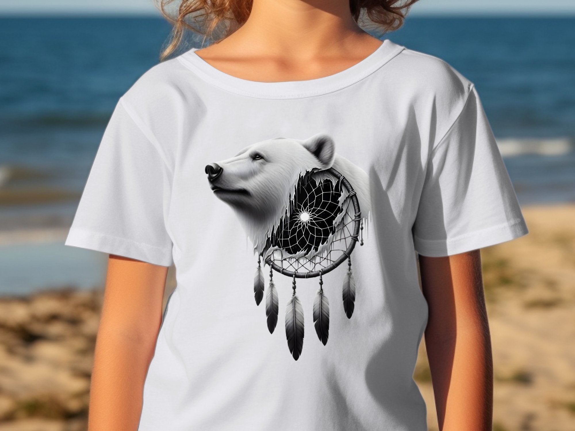 Dreamcatcher Bear - Coloured Gildan Kids T Shirt Realistic Native American Talisman Unisex Mythology Tee Graphic Design