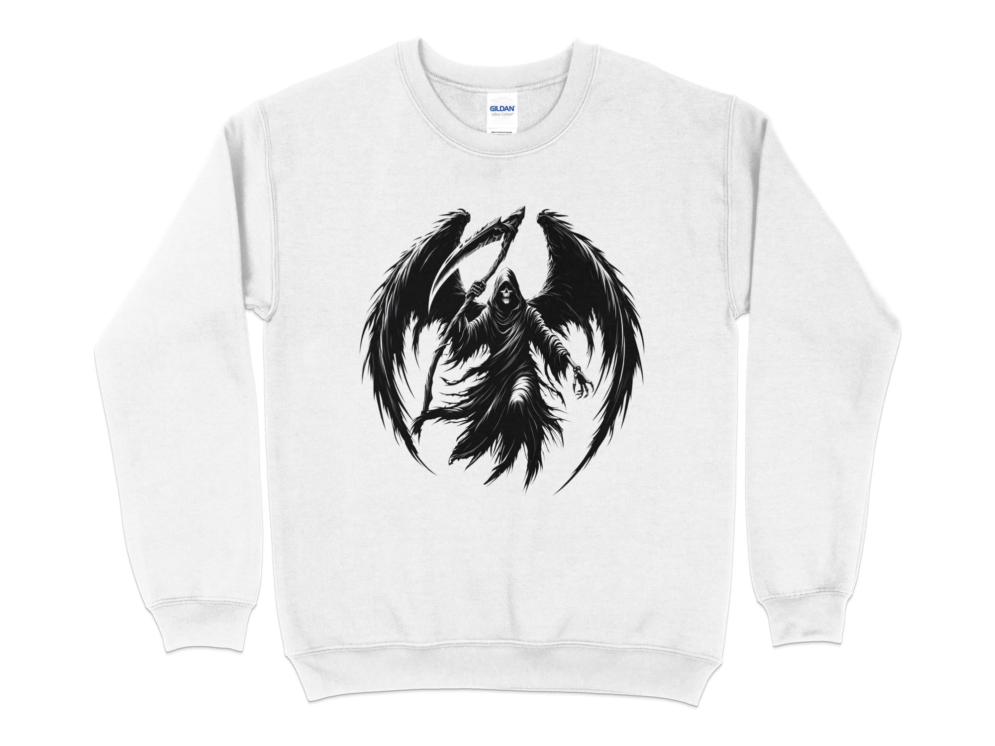 Grim Reaper - Black White Gildan Sweatshirt Commemorative Talisman Unisex Tee Graphic Design