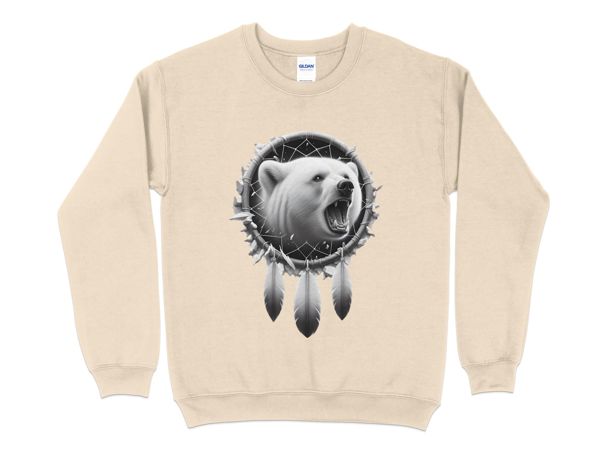 Dreamcatcher Bear - Coloured Gildan Sweatshirt Realistic Native American Talisman Unisex Mythology Tee Graphic Design